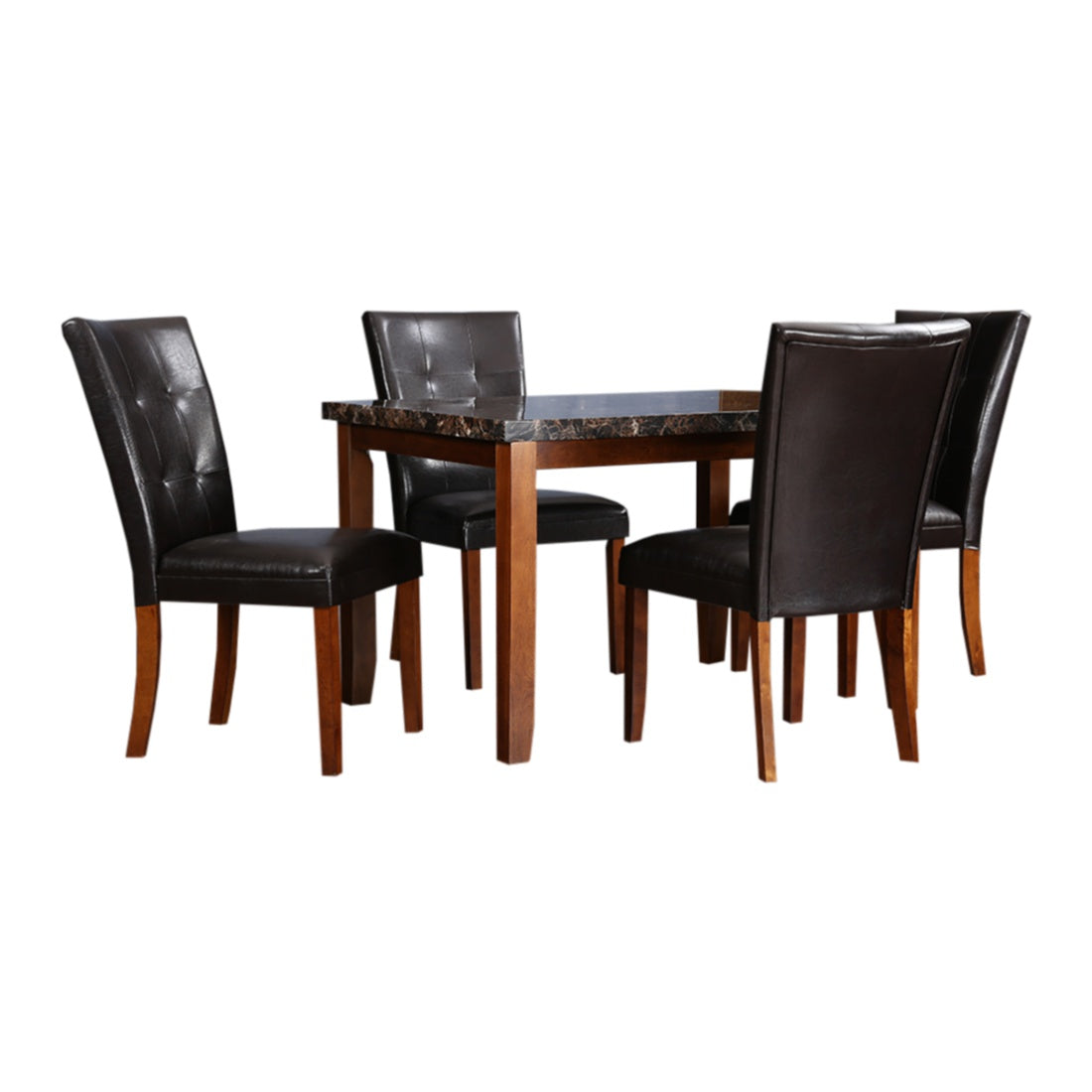 Eden Marble Finish Top 4 Seater Dining Set in Brown Colour
