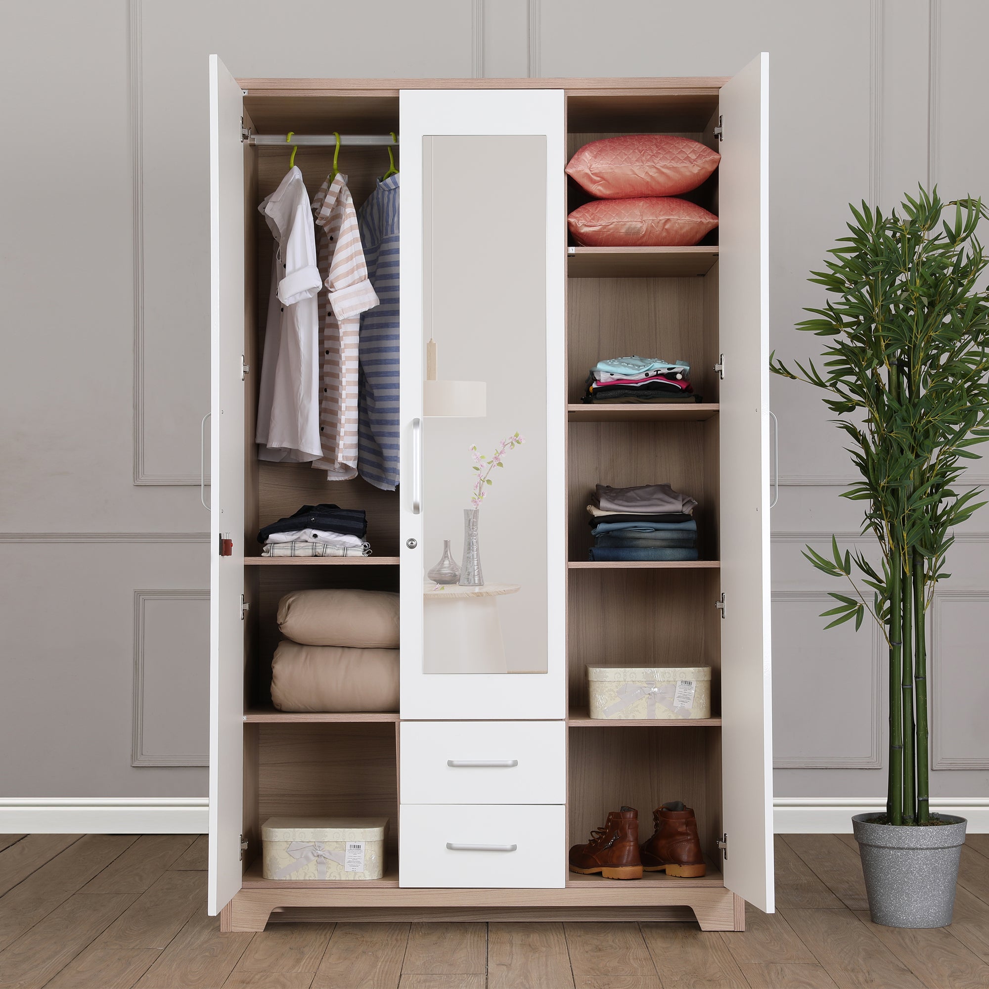 Ambra  Three Door Wardrobe in Oak Colour