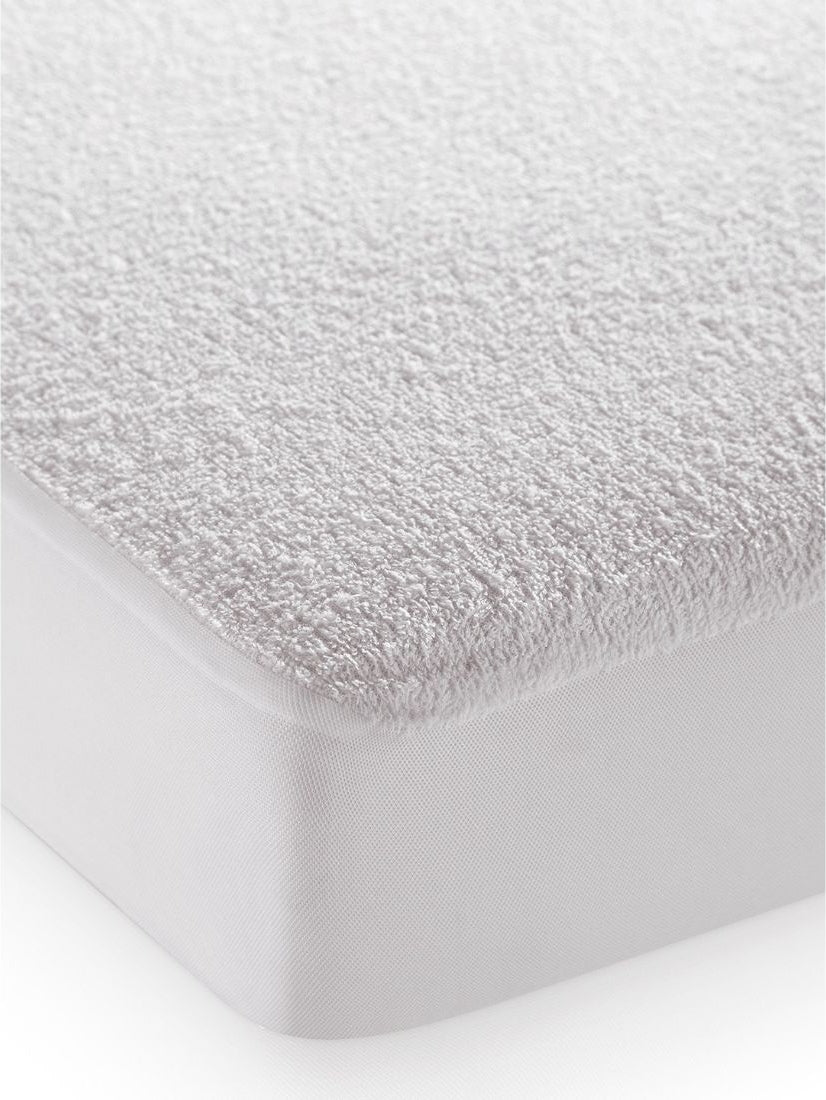 Cool Sheild Cotton Single Mattress Protector 182X91X25 Cm Antibacterial in White Colour