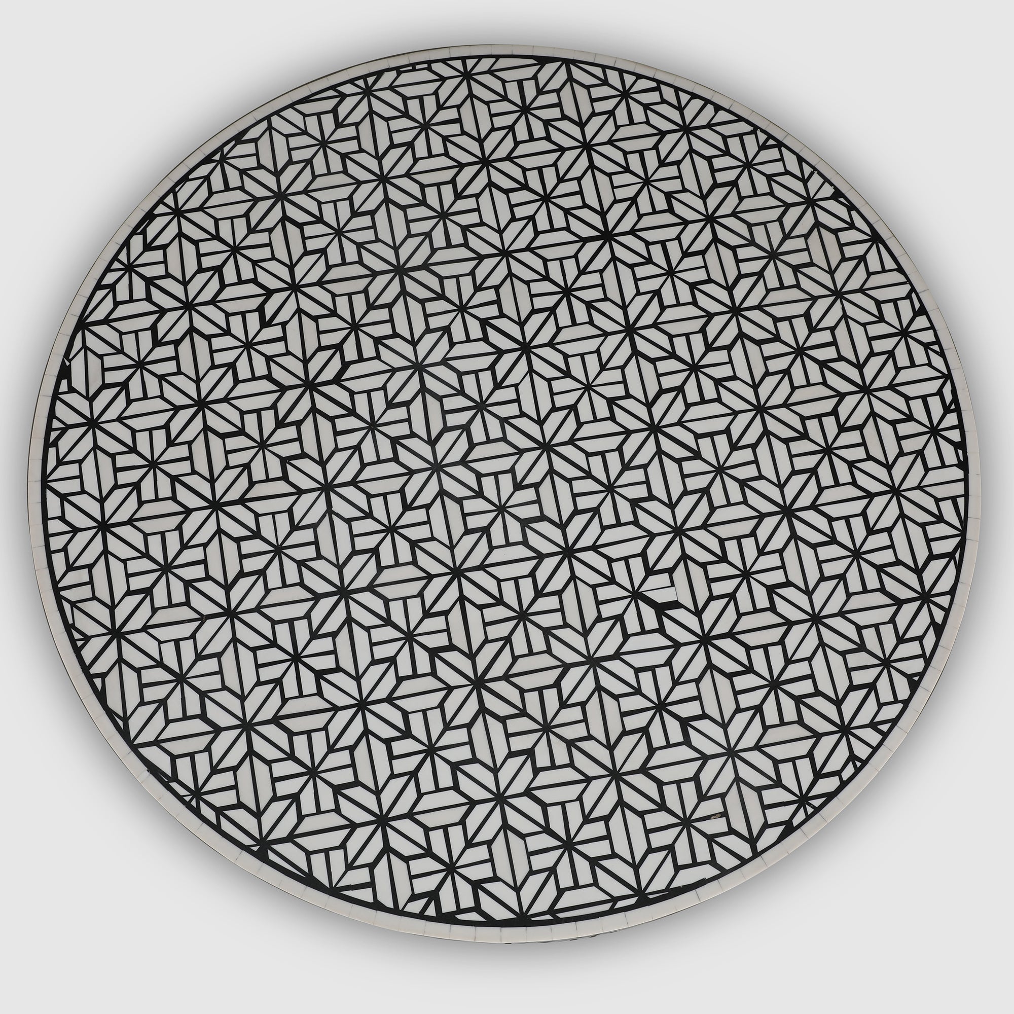 Ossein Iron Center Table in Black & White Colour