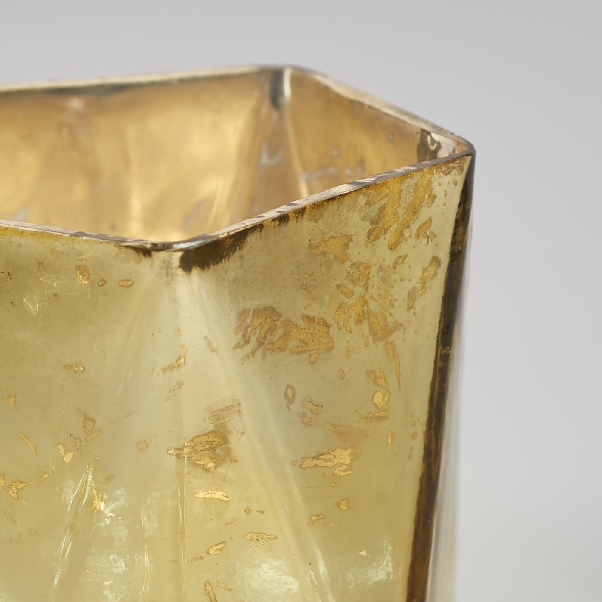 Phiona Glass Hexa Handcrafted Votive Mercury 10 Cm in Gold Colour