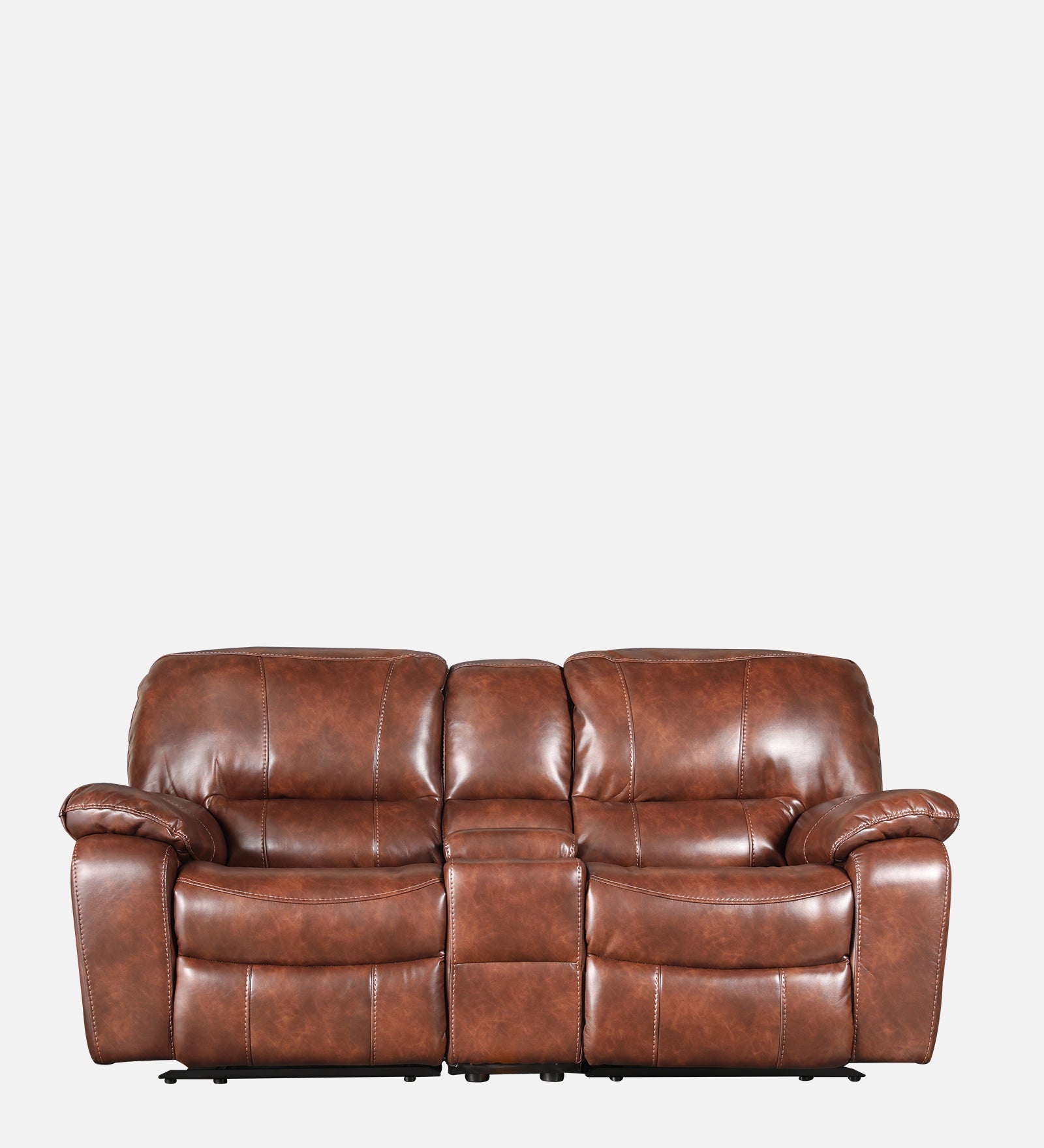 Urbano Leather Fabric Two Seater Recliner in Brown Colour