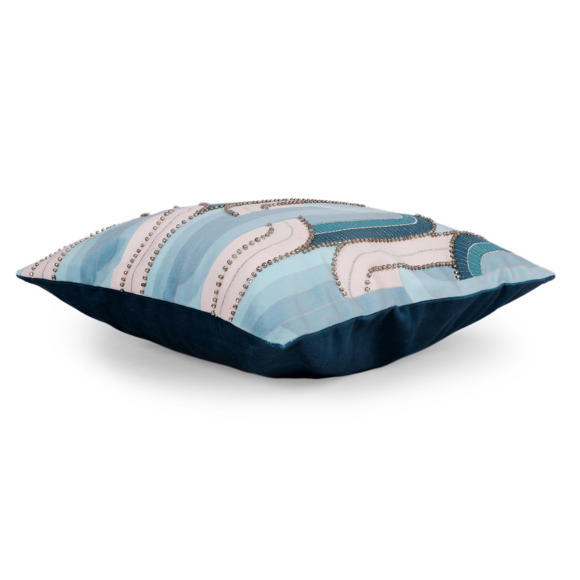 Plush Elegance Art Deco Cushion Cover Blue, 30X30cm