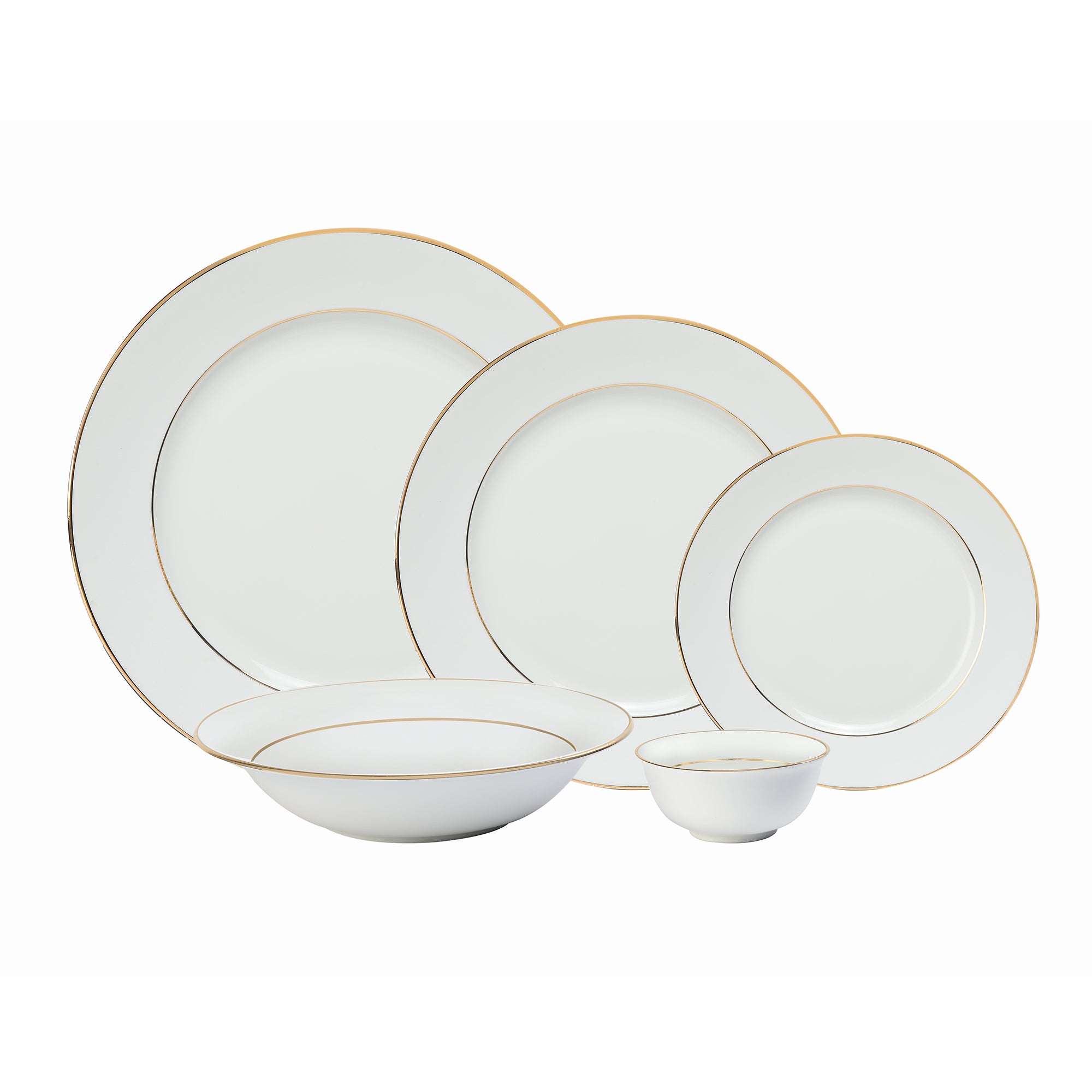 Amour Porcelain Dinner Set of 33 Pcs in Real Gold Plating & White Colour