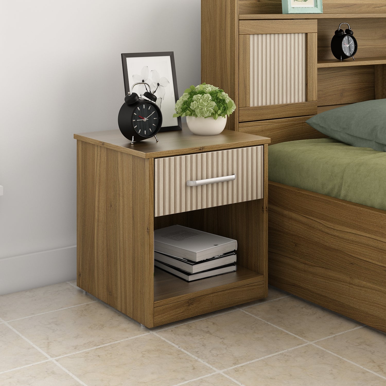 Diago Night Stand In Natural Teak Color