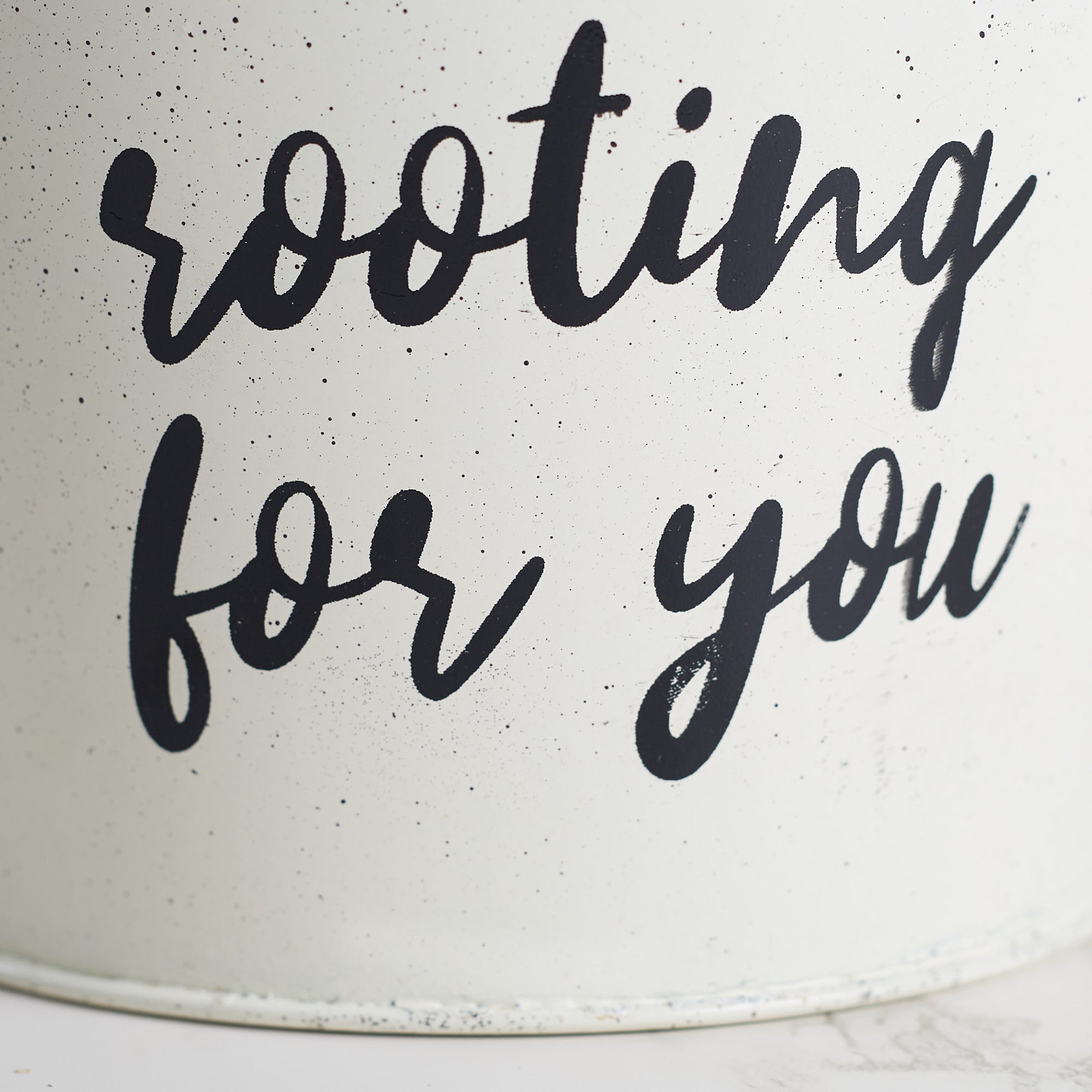 Pep Pop Metal Funky Quote Planter 14Cm in Off White & Indigo Colour