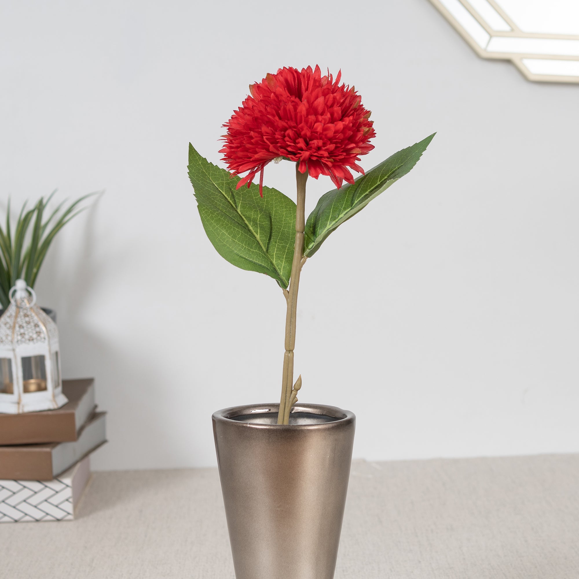 Elora Single Red Daisy Polyester Artificial Flower 42cm in Red Colour