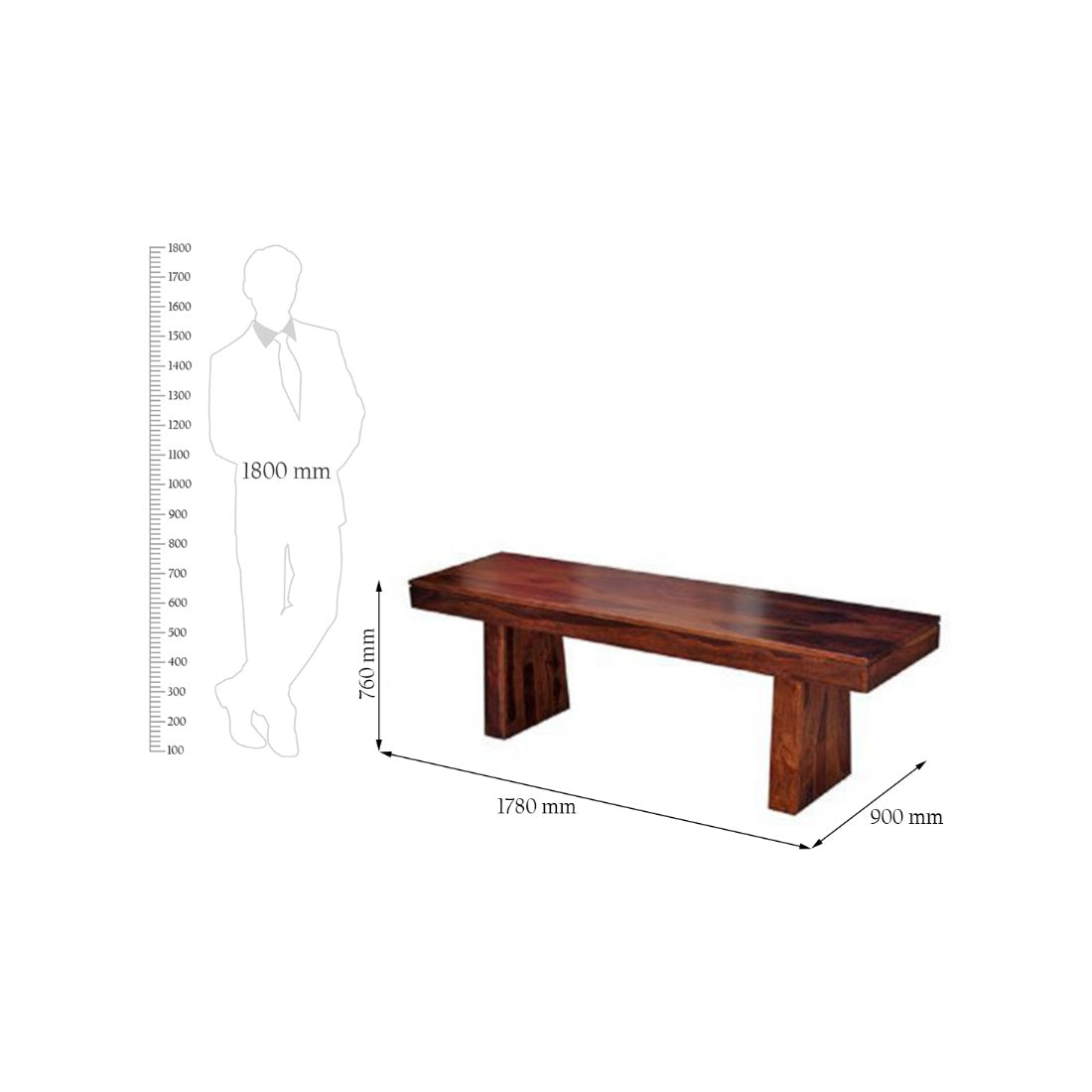 Austin Sheesham Wood(Rosewood) 6 Seater Dining Table in Honey Colour