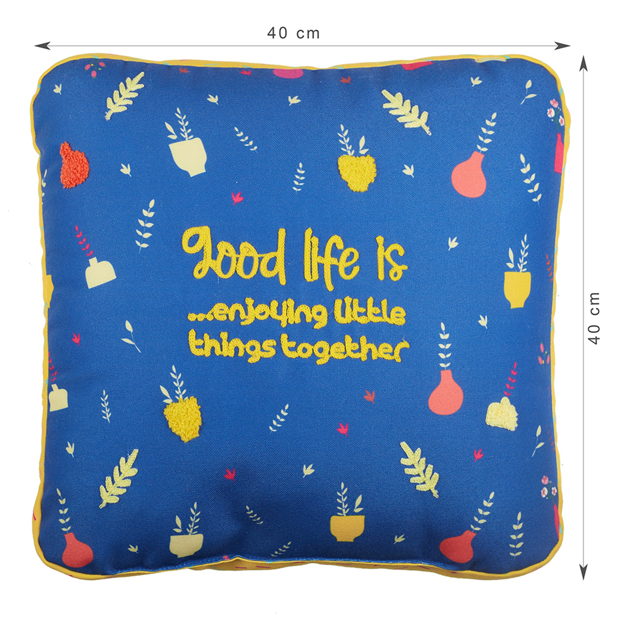 Good Life  Reversible Little Things Digital Printed Shaped Cushion 40x40 Cm in Navy Colour