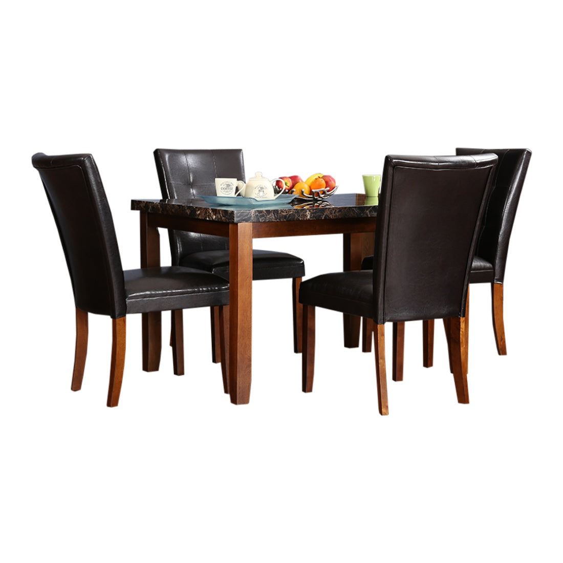 Eden Marble Finish Top 4 Seater Dining Set in Brown Colour