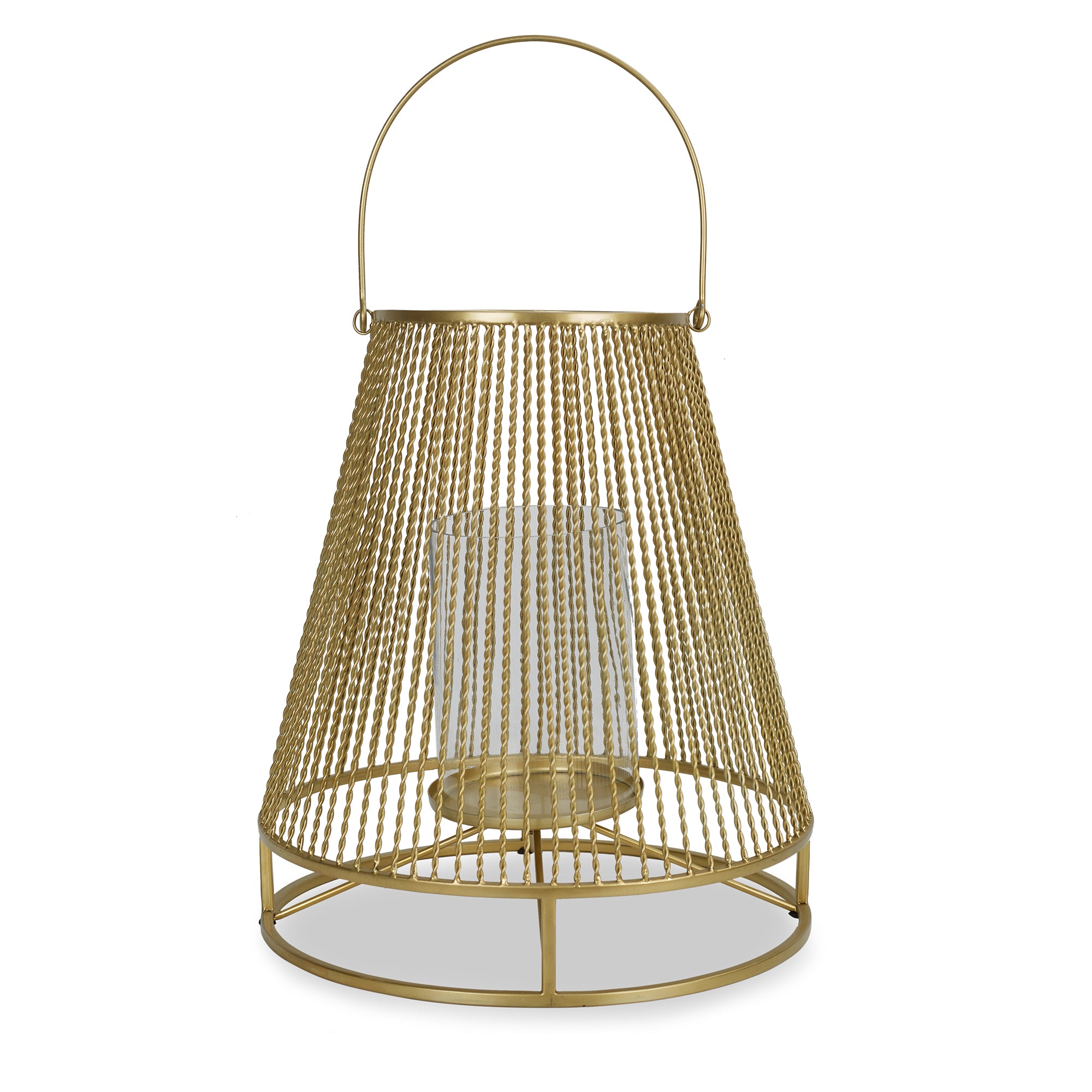Apollo Iron and Glass Thread Dome Lantern 34x38 Cm in Gold Colour