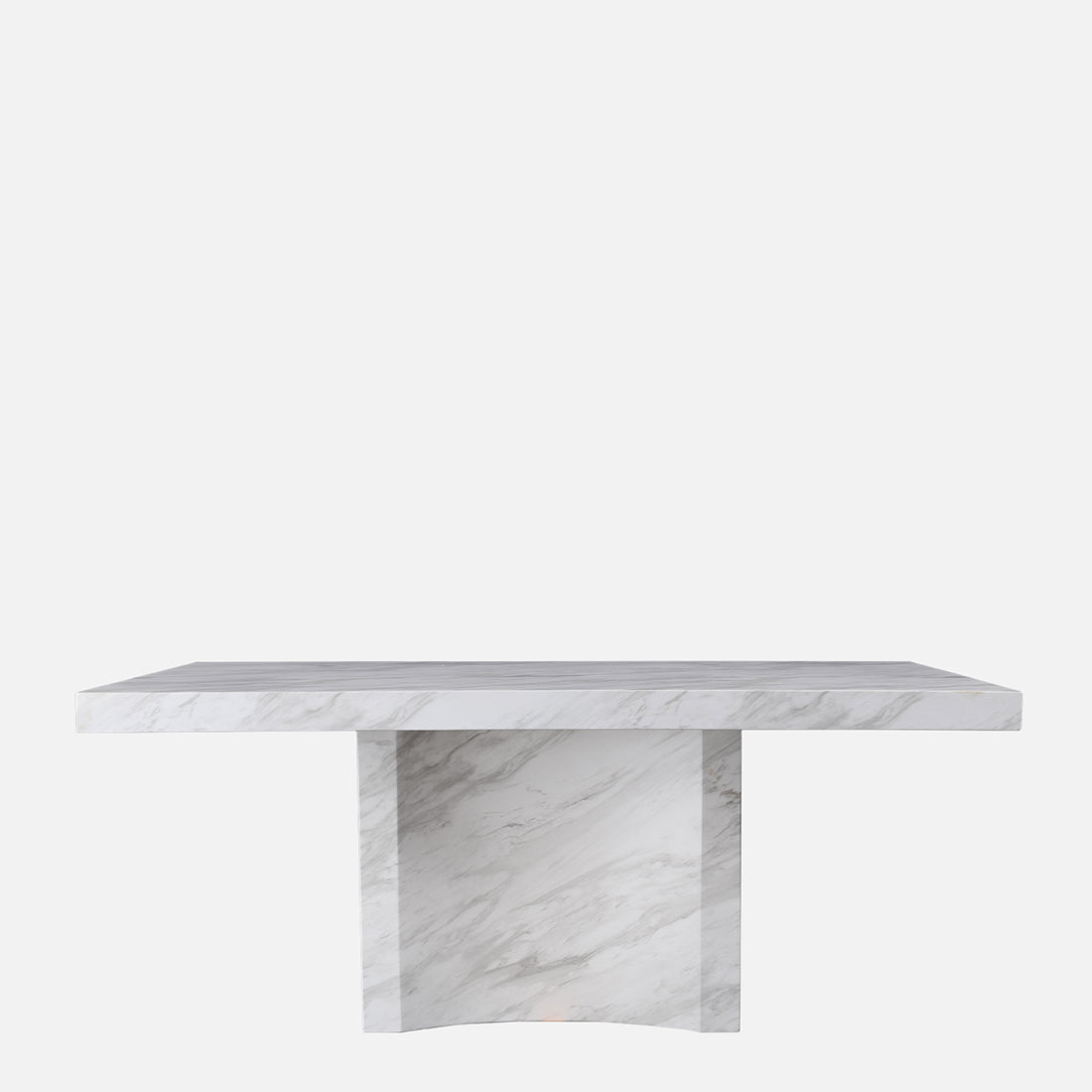 Garnet Marble Finish Six Seater Dining Table in White Colour