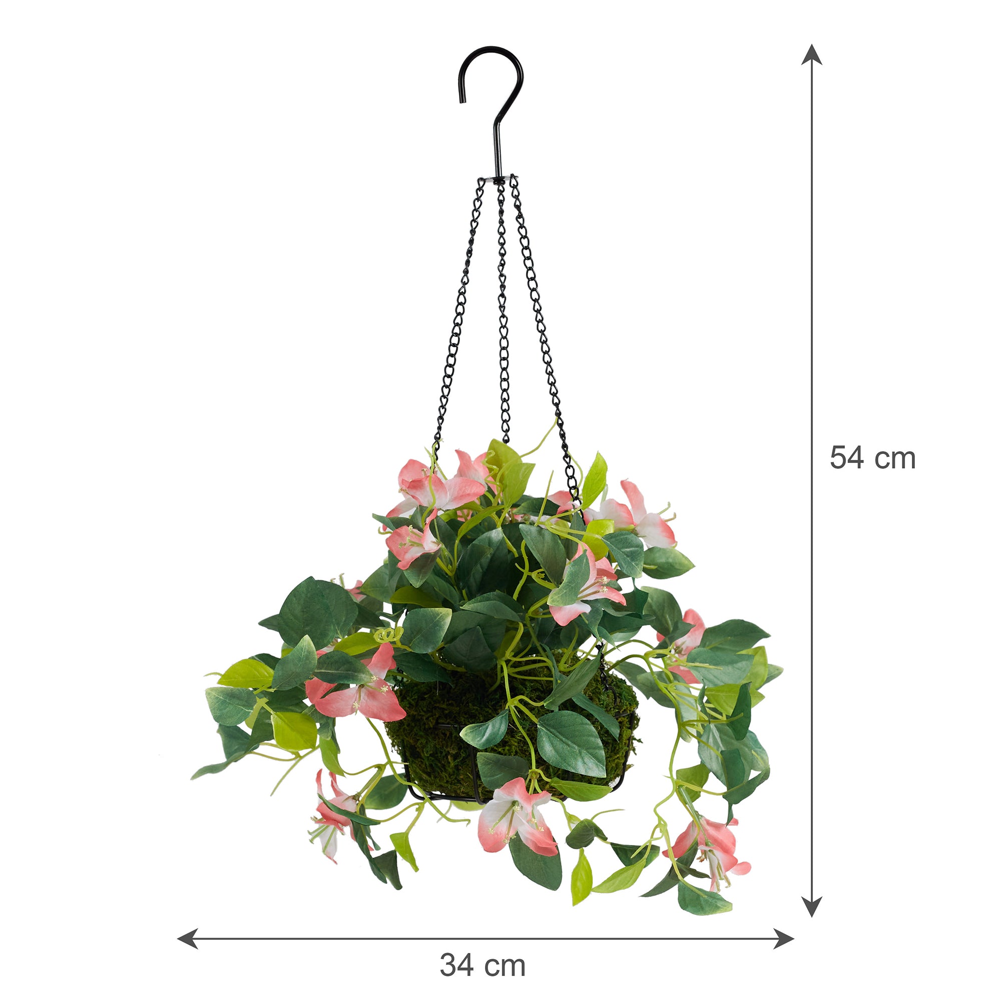 Ilana Faux Hanging Bougainvillea With Pot 54 Cm in Pink Colour