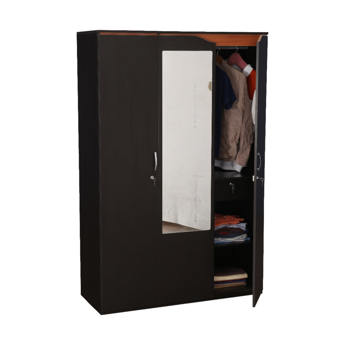 Swirl Three door Wardrobe in Wenge Colour
