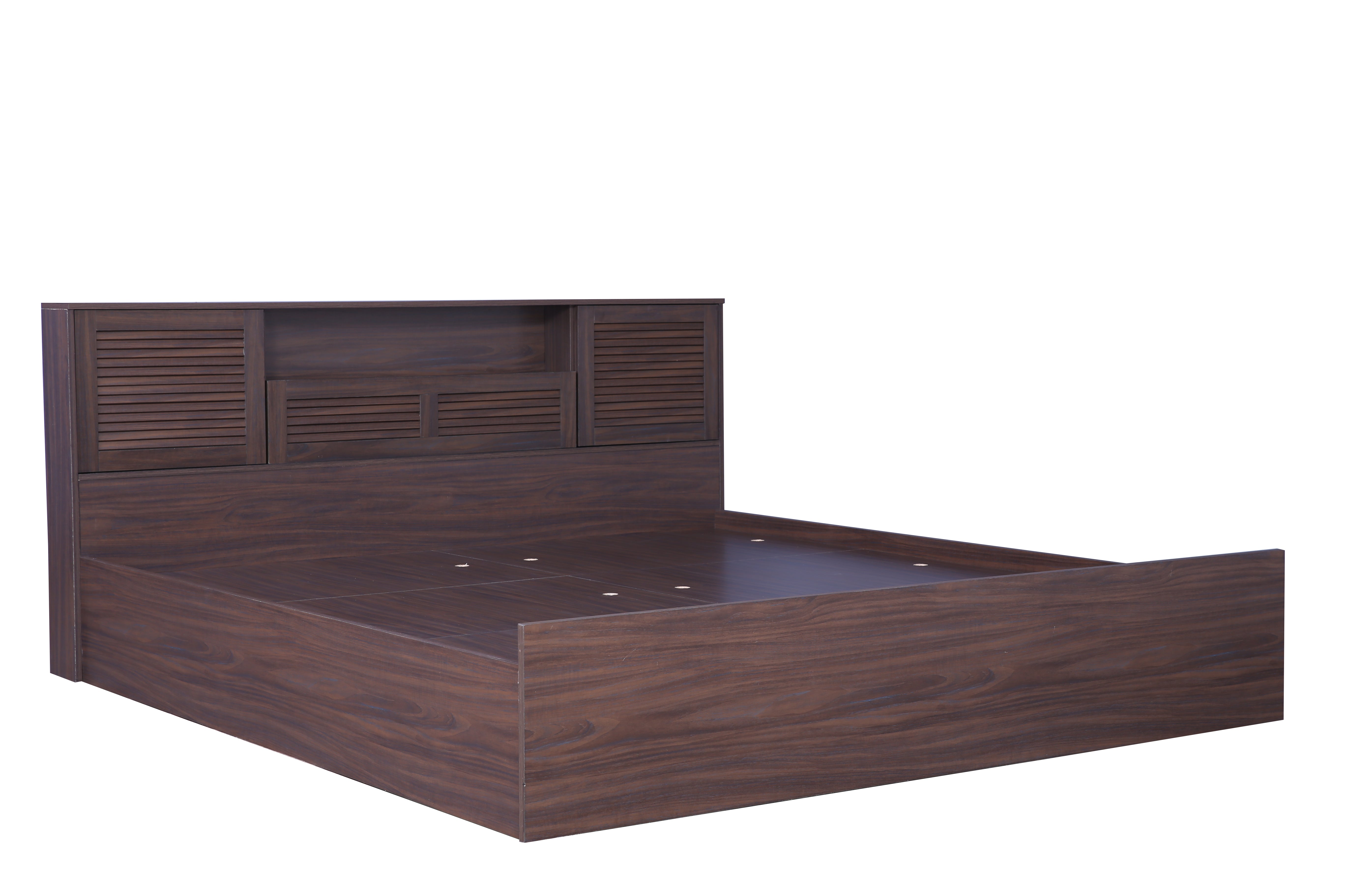 Bolton Queen bed with Box storage in Walnut Colour
