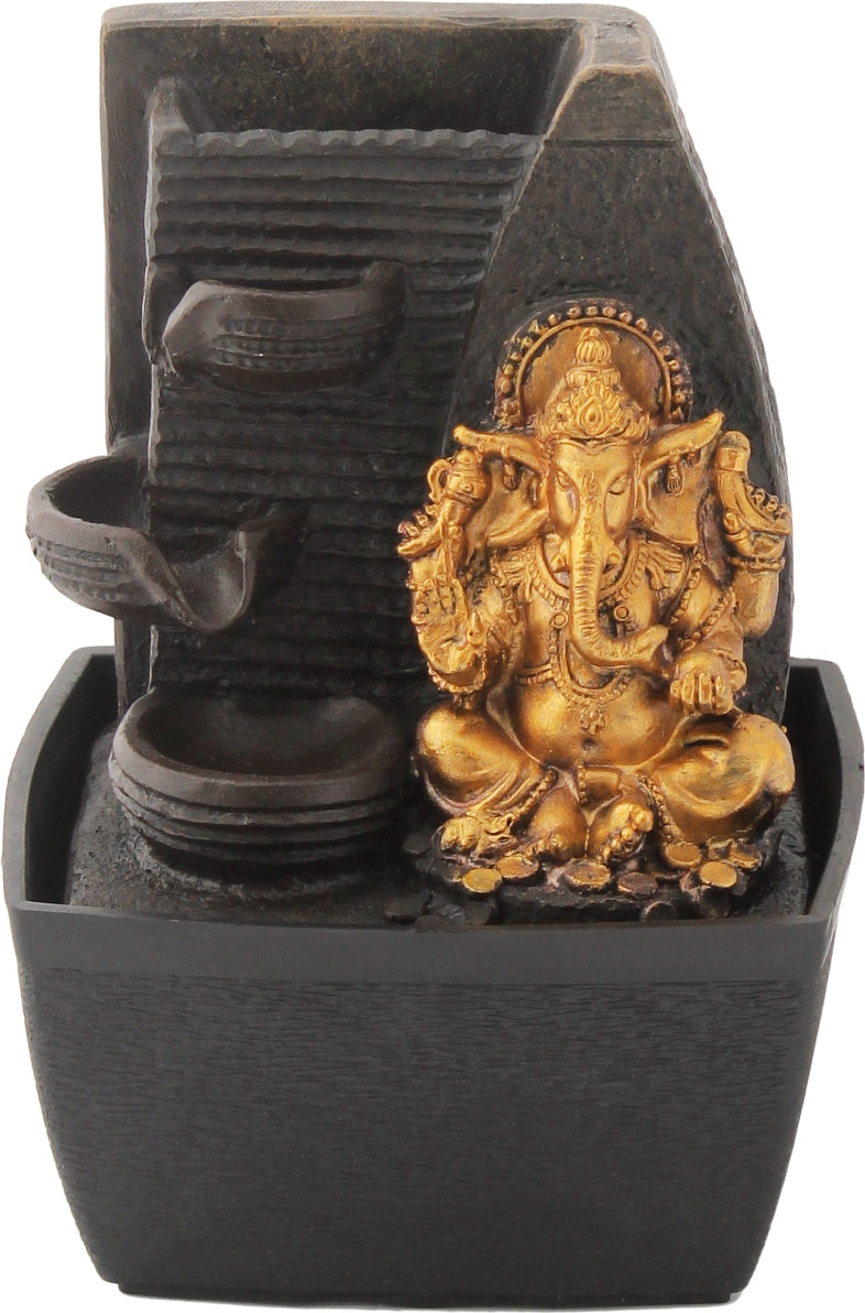 Impression Polyresin Ganesha 3 Drop Fountain in Gold Colour