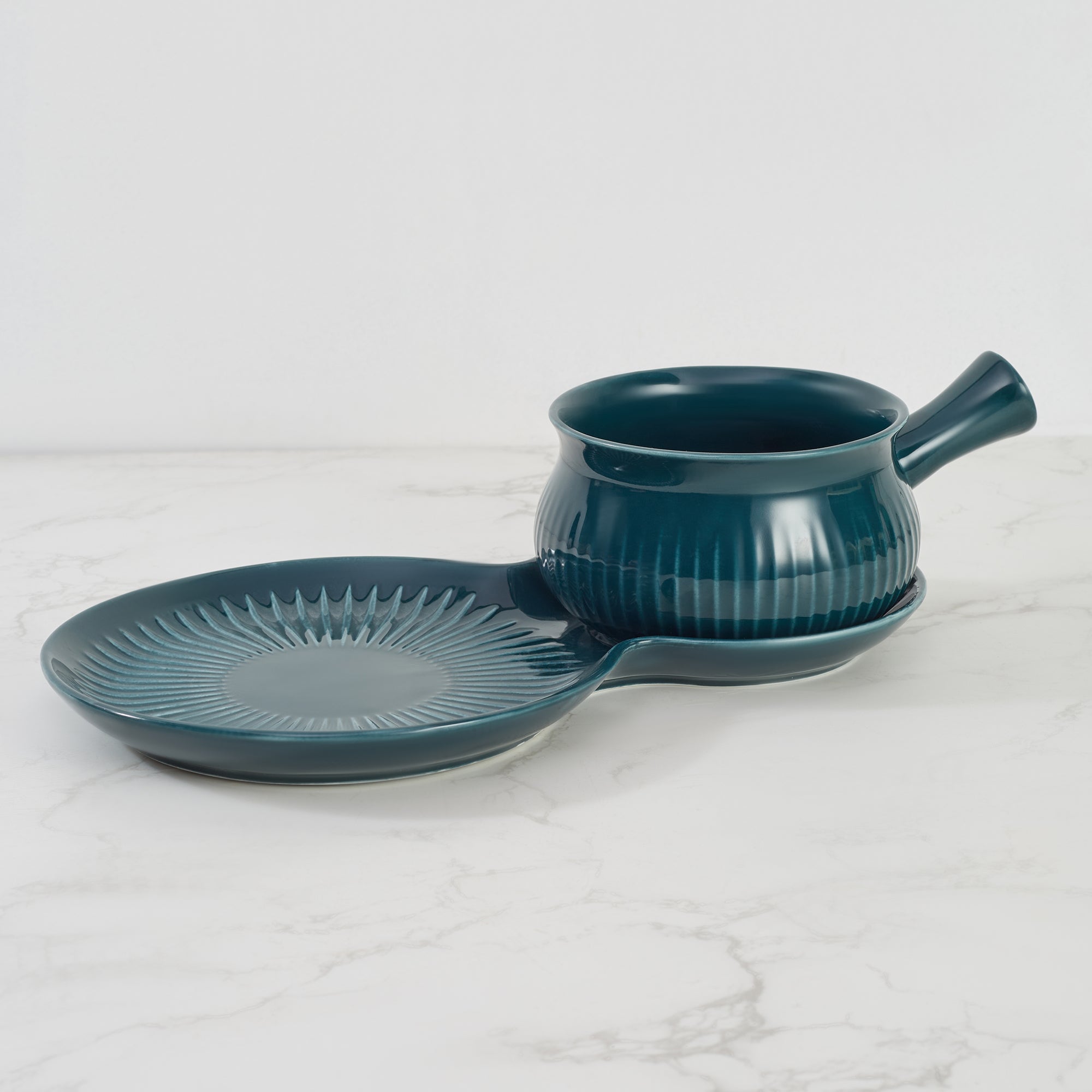 Ace Ceramic Soup Cup & Serving Platter Combo in Assorted Colour