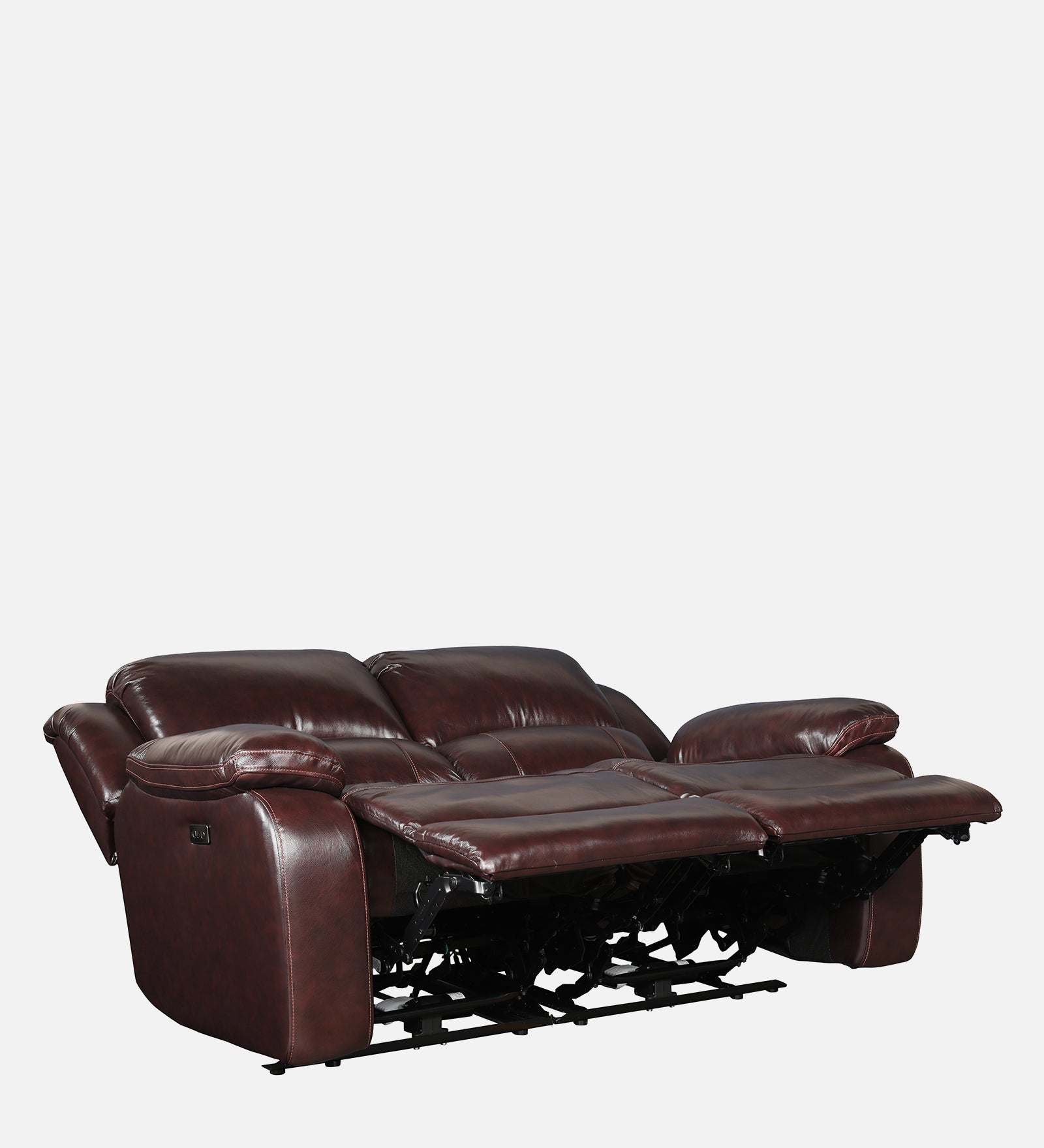Rhine Half Leather Two Seater Electric Recliner in Brown Colour