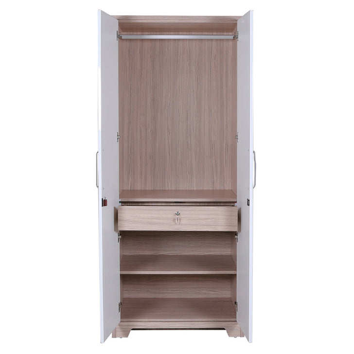 Ambra Two Door Wardrobe in White & Larch Colour