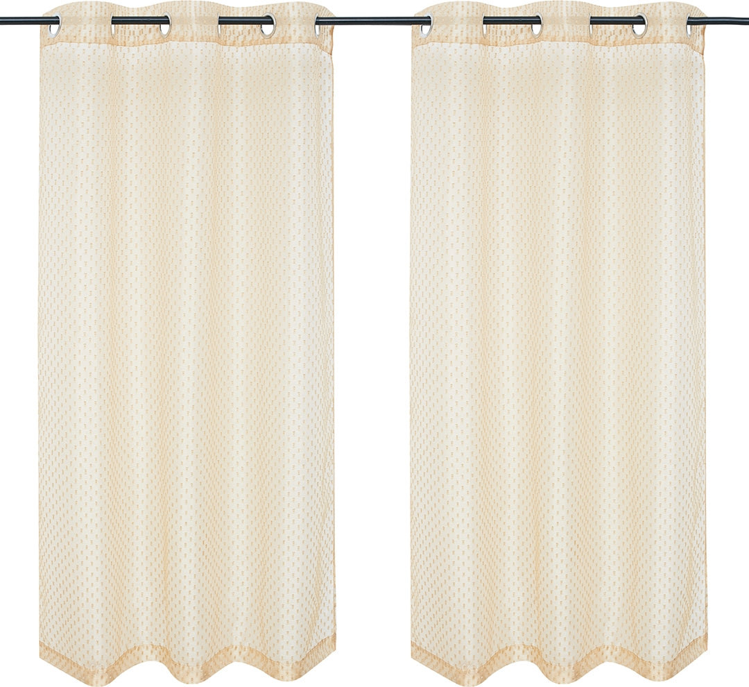 Amour Set of 2 Dobby Window sheer Curtains 5 feet in Gold Colour