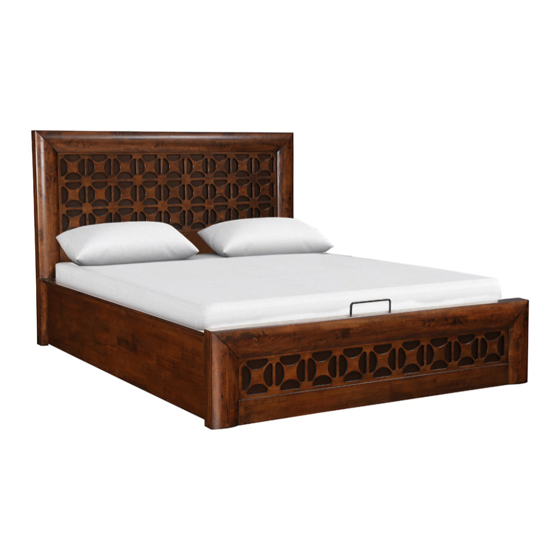 Casablanca Solidwood Queen bed with Hydraulic storage in Walnut Colour