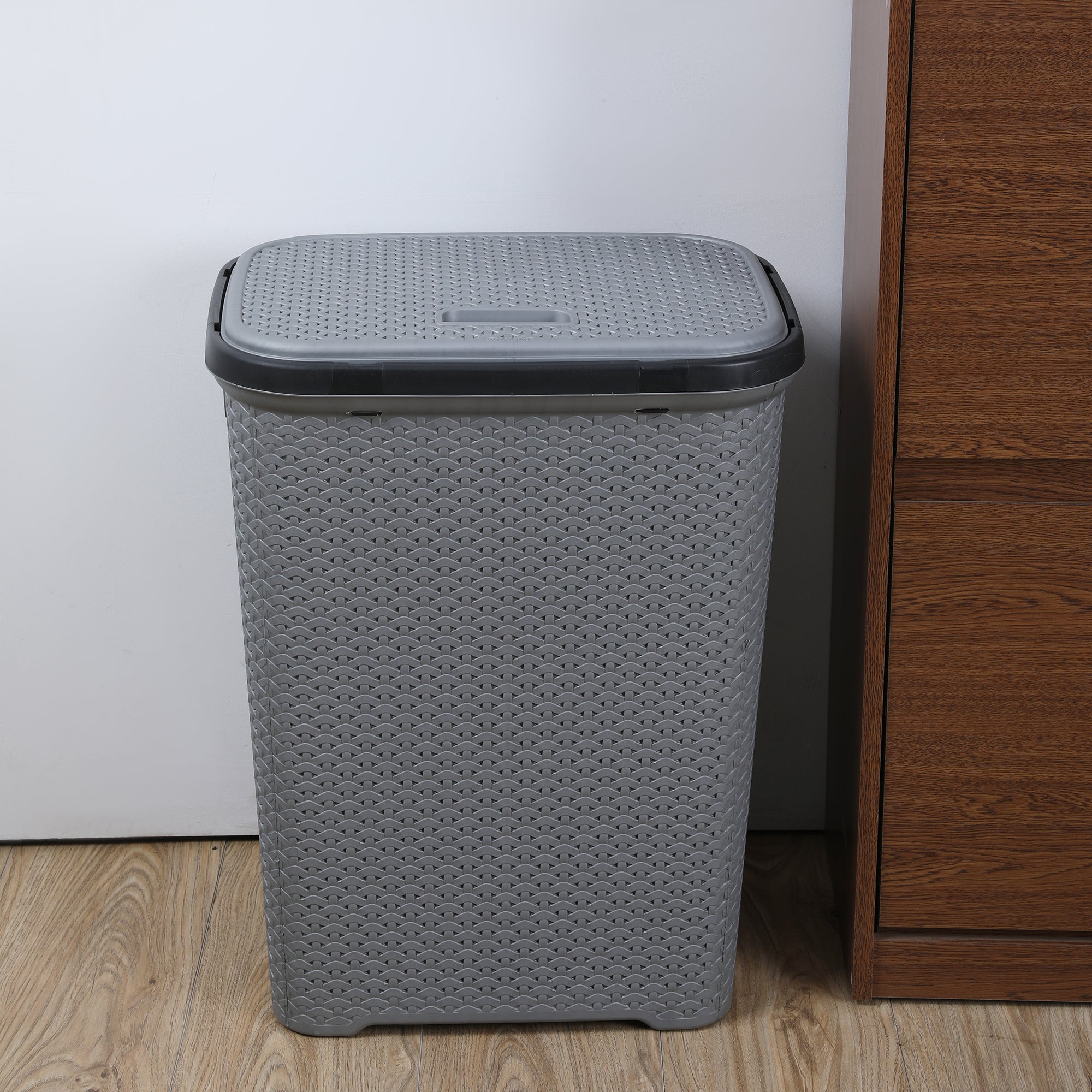 Elegance Plastic Laundry Basket 55 Ltr in Grey Colour