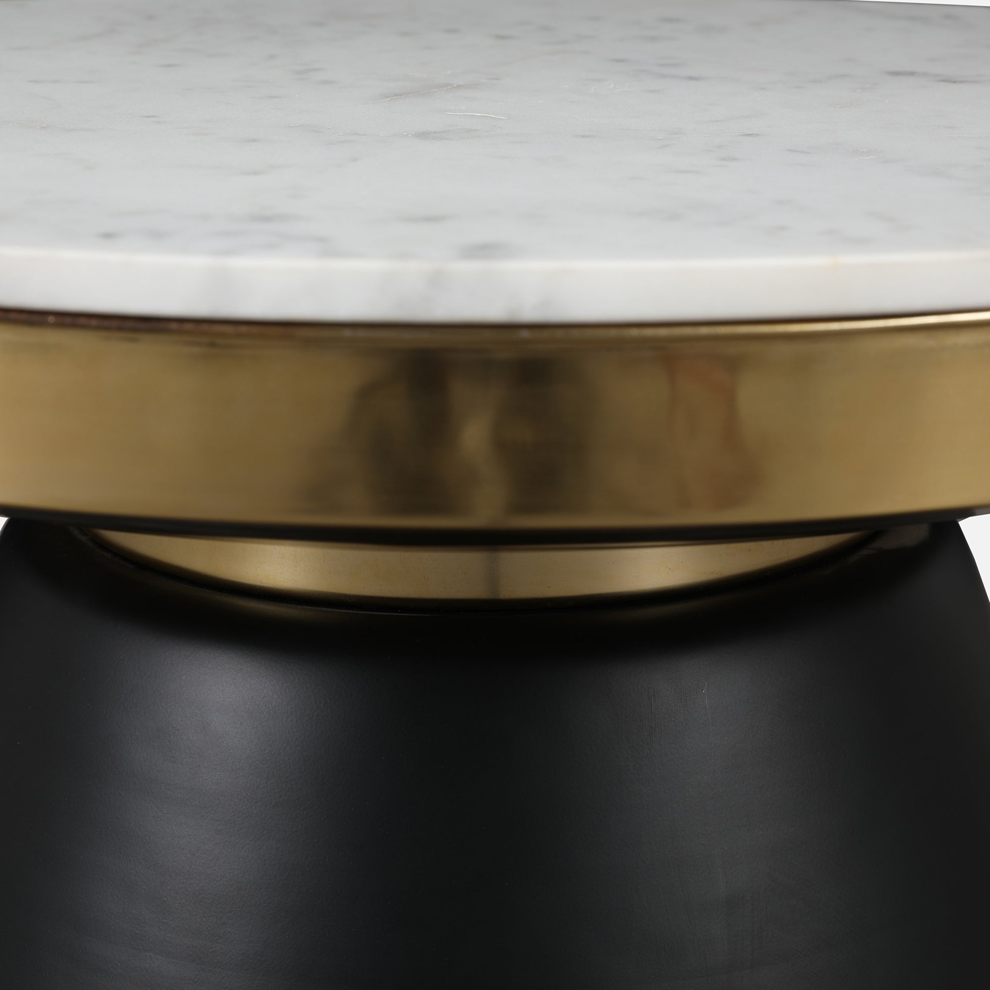 Chelsea Marble & Iron Center Table in White, Black & Gold Colour