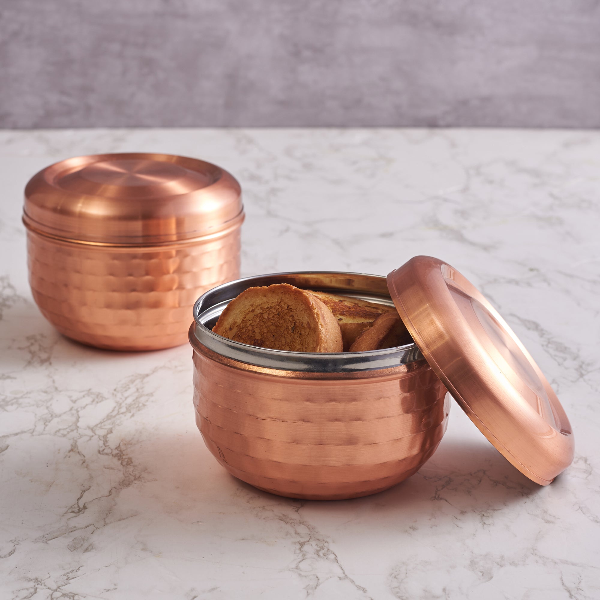 Sapphire Steel with Copper Finish Container Set of 2 in Copper Colour
