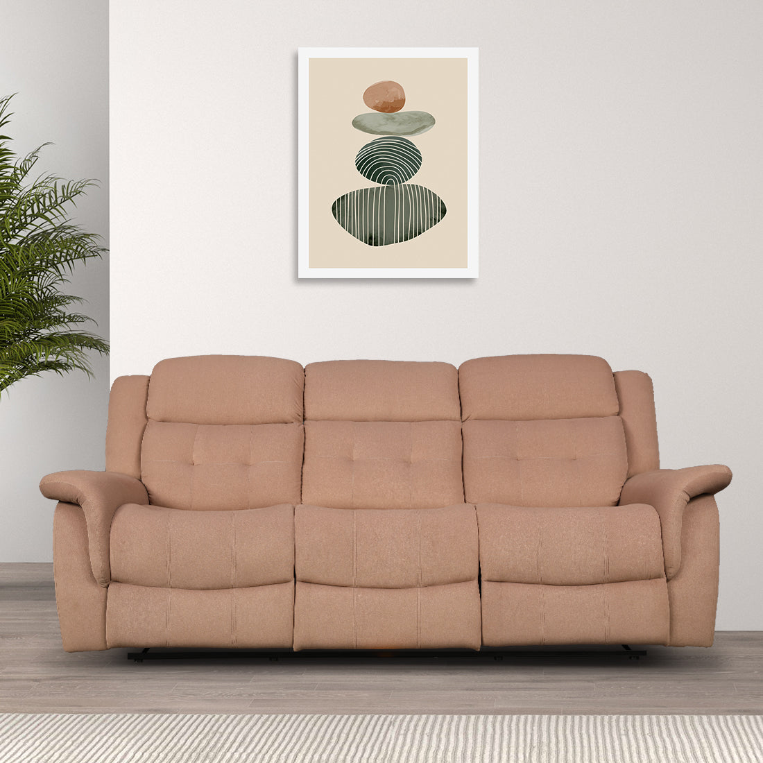 Attila Fabric Three Seater Recliner in Brown Colour