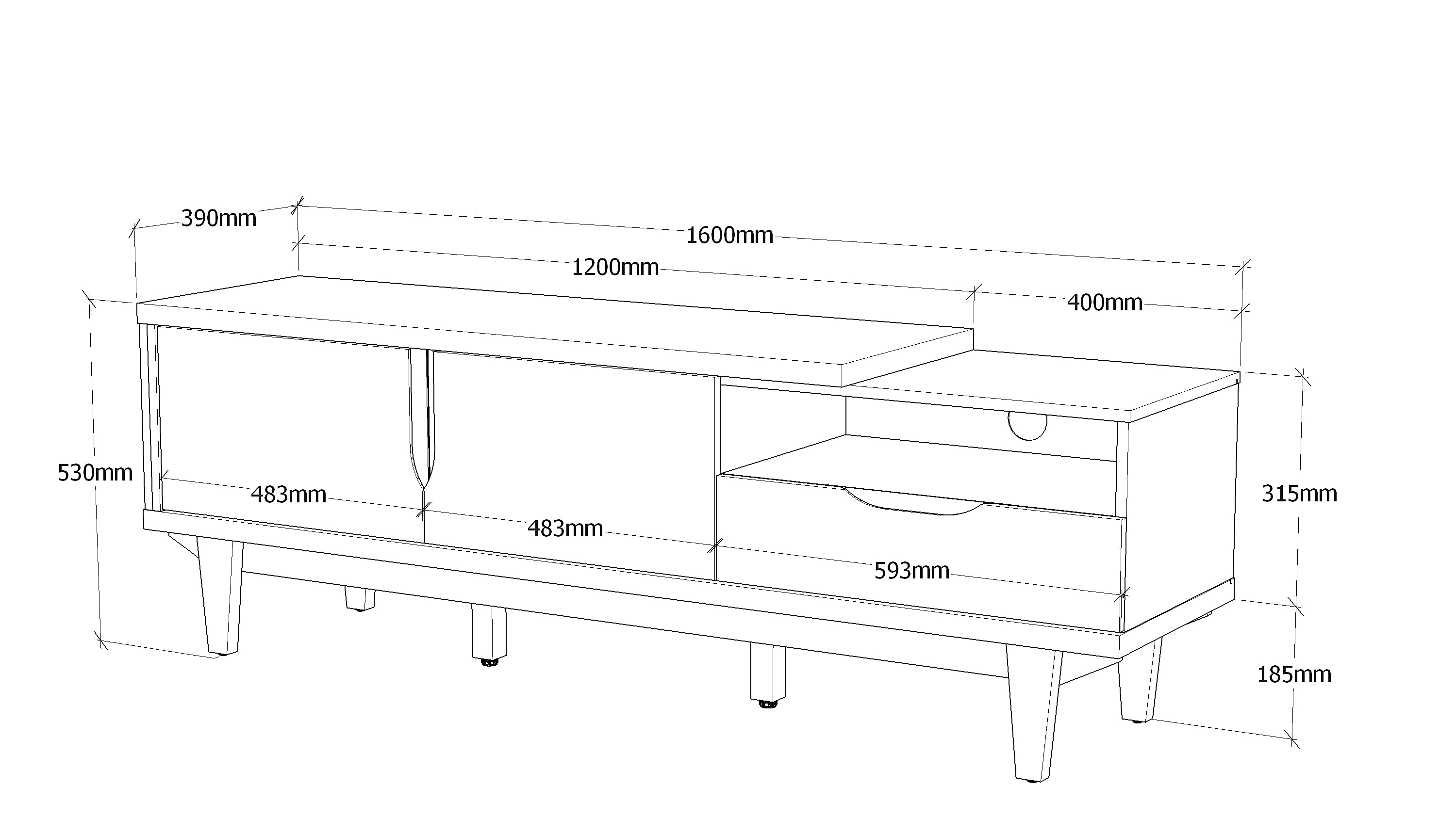 Carmel Tv Unit in White & Brown Colour