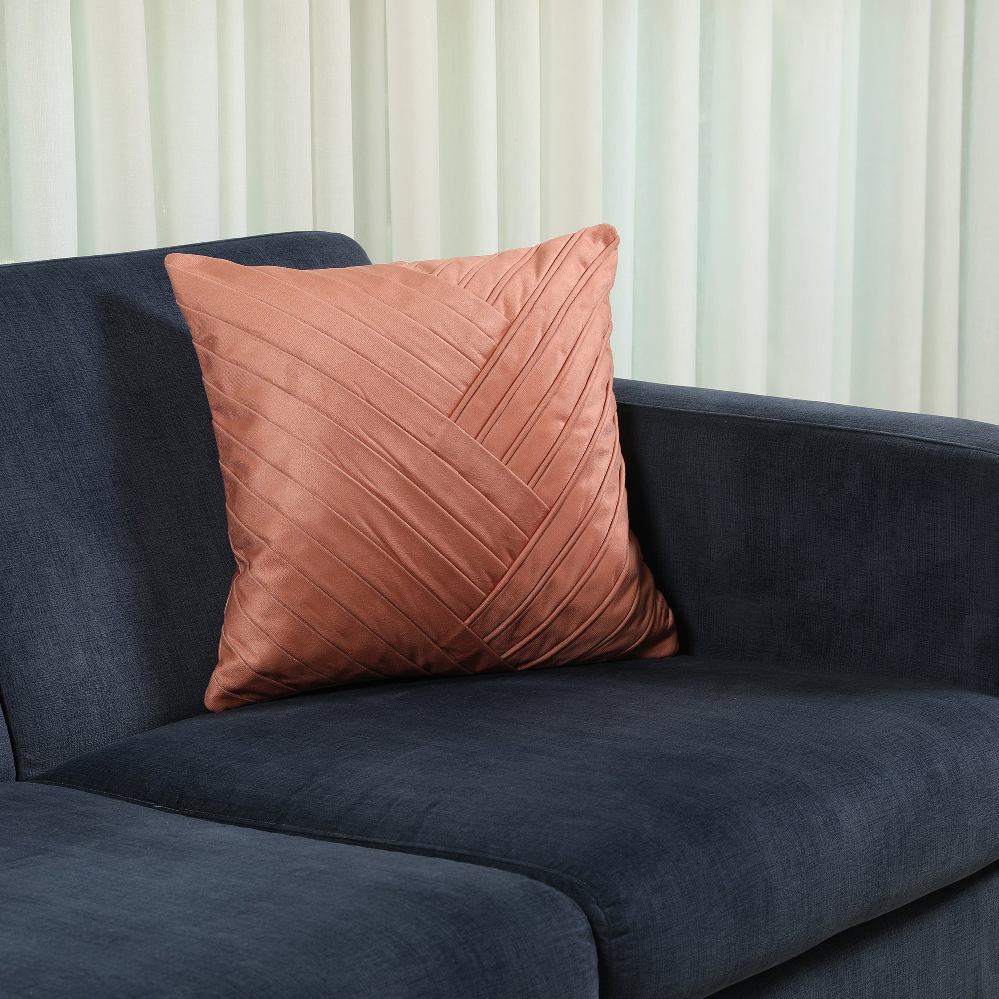Plush Elegance Art Deco Cushion Cover Blue, 40X40cm