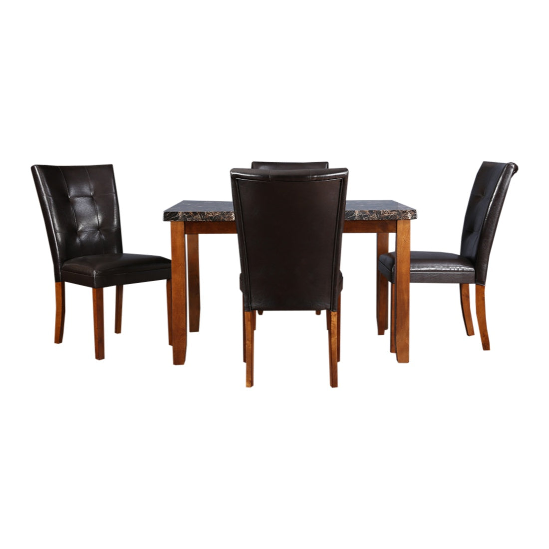 Eden Marble Finish Top 4 Seater Dining Set in Brown Colour
