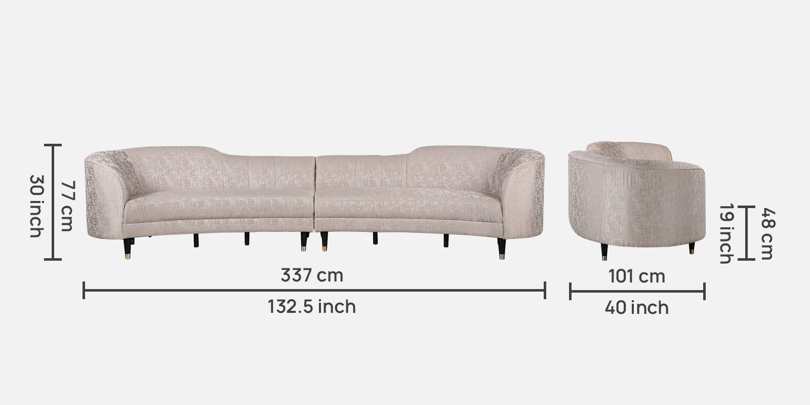 Elysium Fabric Lounger in Grey Colour
