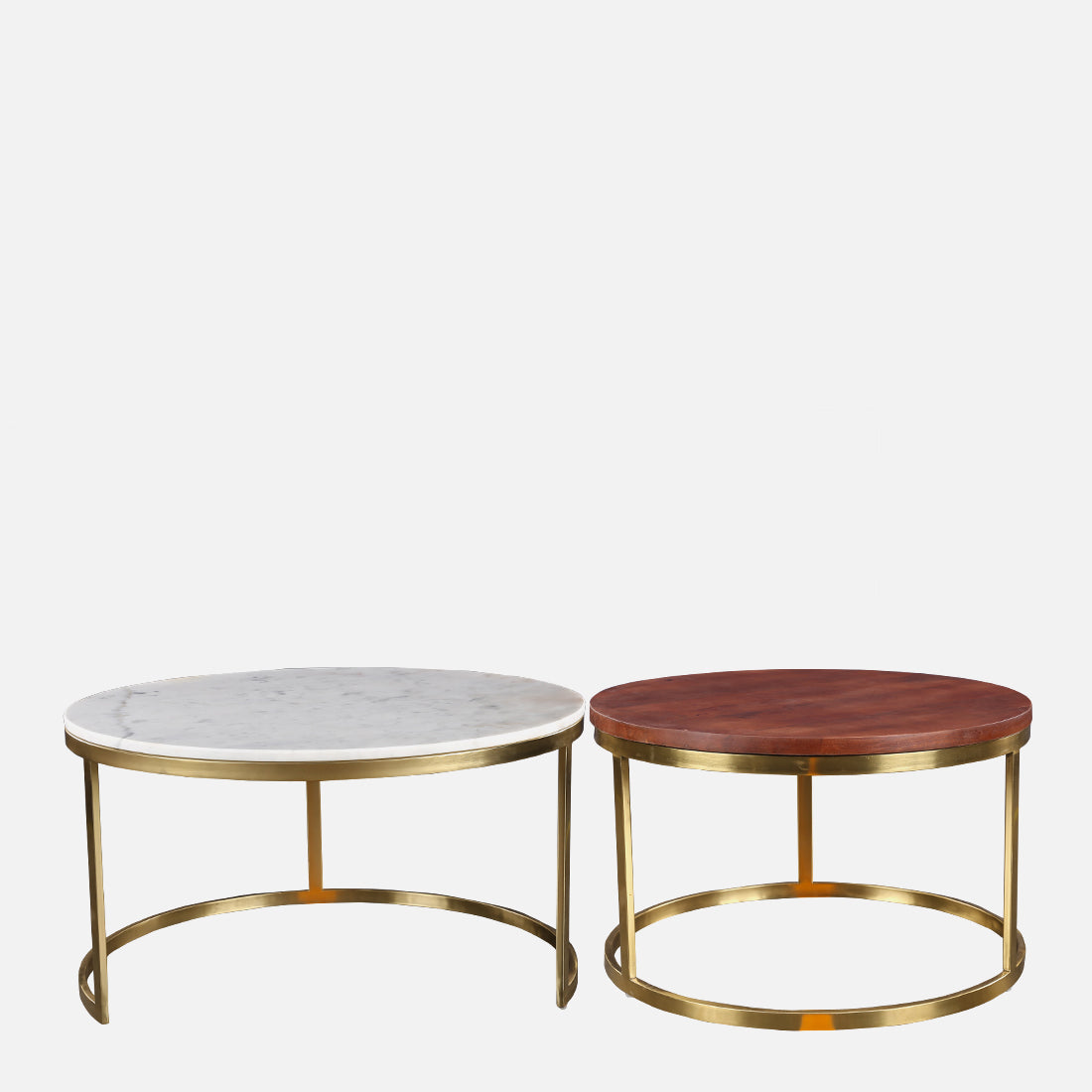 Castile Marble Center Table in White & Gold Colour