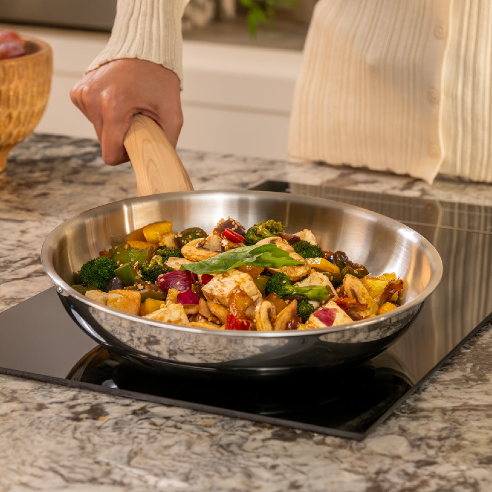 Timber Triply Frypan 24cm with Glass Lid