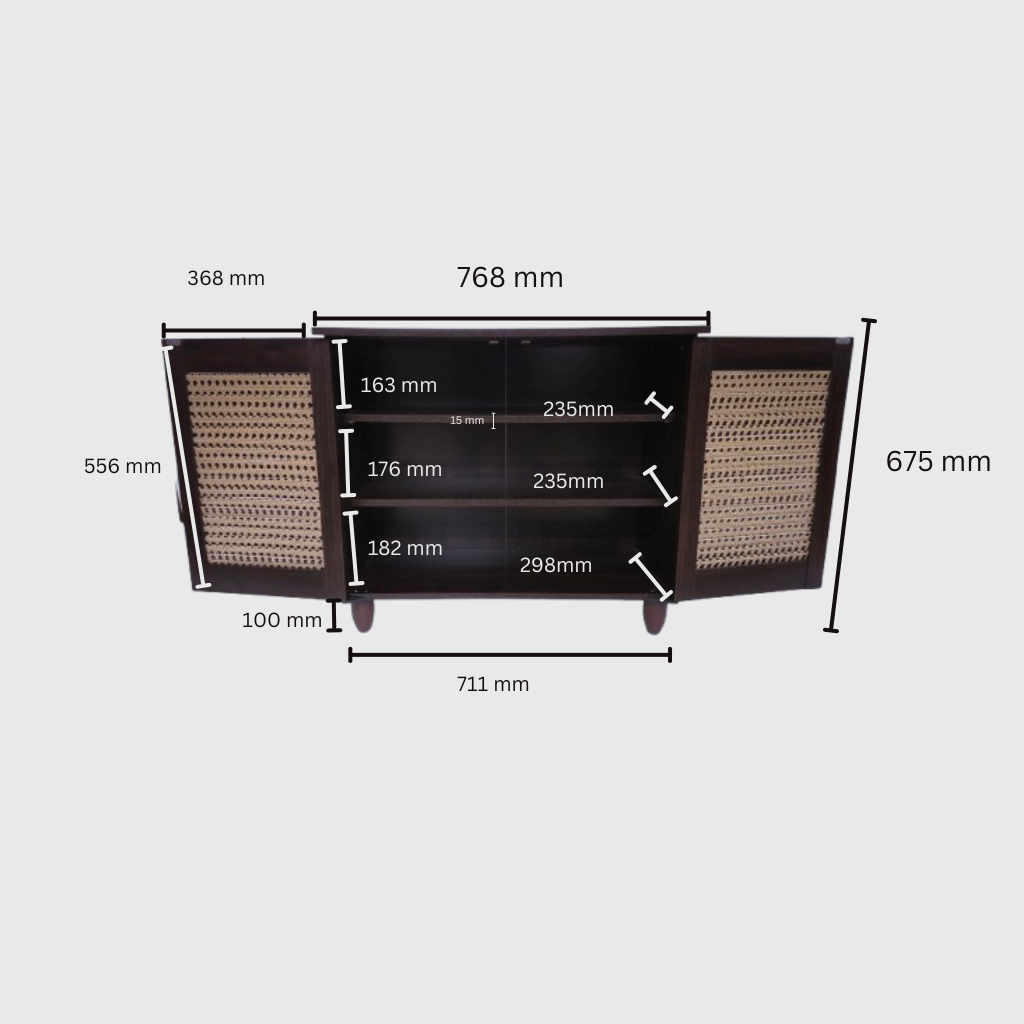 Kaira 2 Door Shoe Rack in Wenge Colour