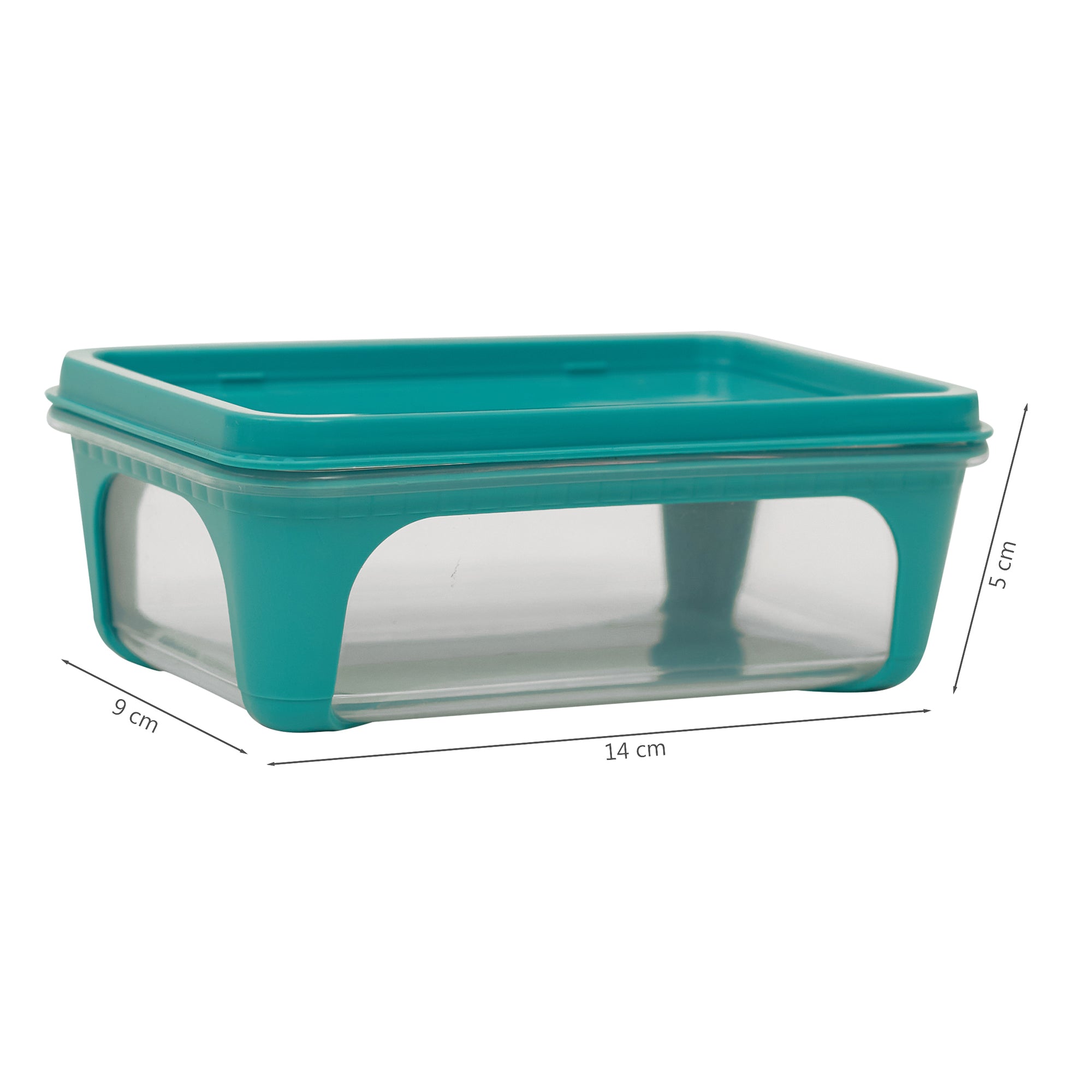 Kitchen Mate  Food Storage Rectangular Container 425 Ml With Freezer & Microwave Safe & Bpa Free Set Of 4 in Teal Colour
