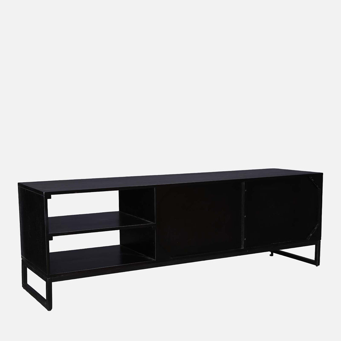 Sven Sheesham Wood(Rosewood) Low Height Tv Unit in Natural Sheesham & Black Colour