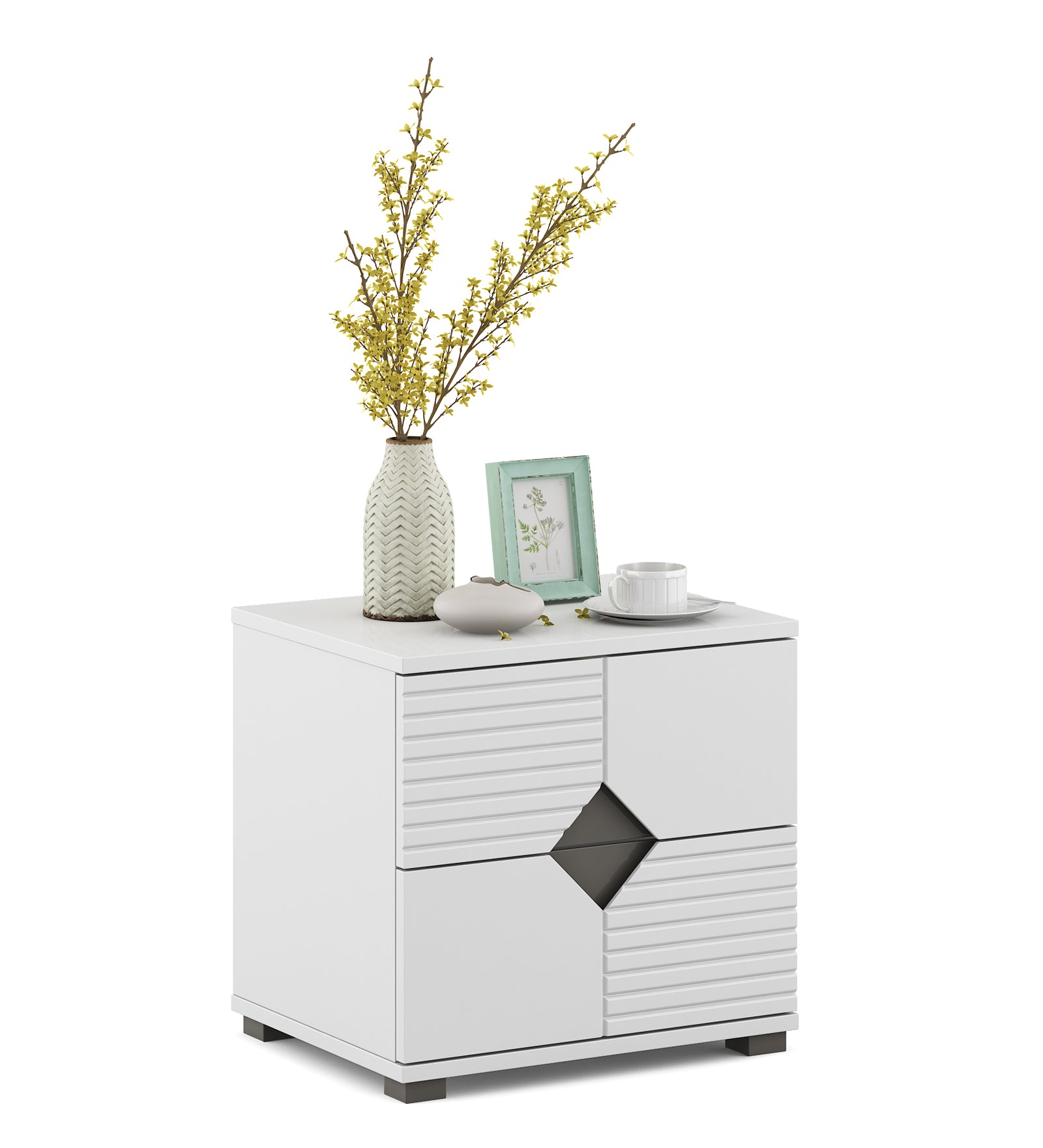Gwen  Night Stand in White  & Denim Colour
