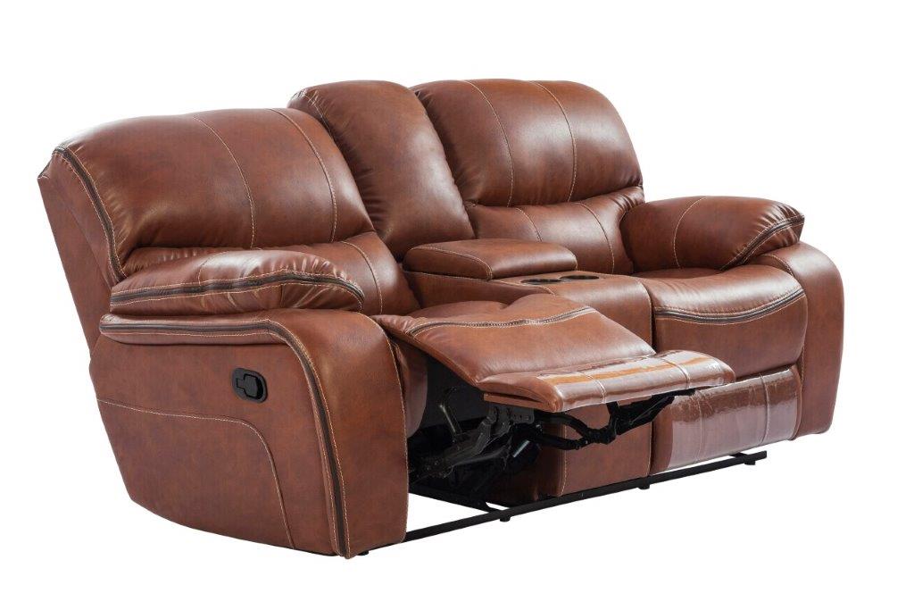 Tigris Leatherette Two Seater Recliner in Brown Colour