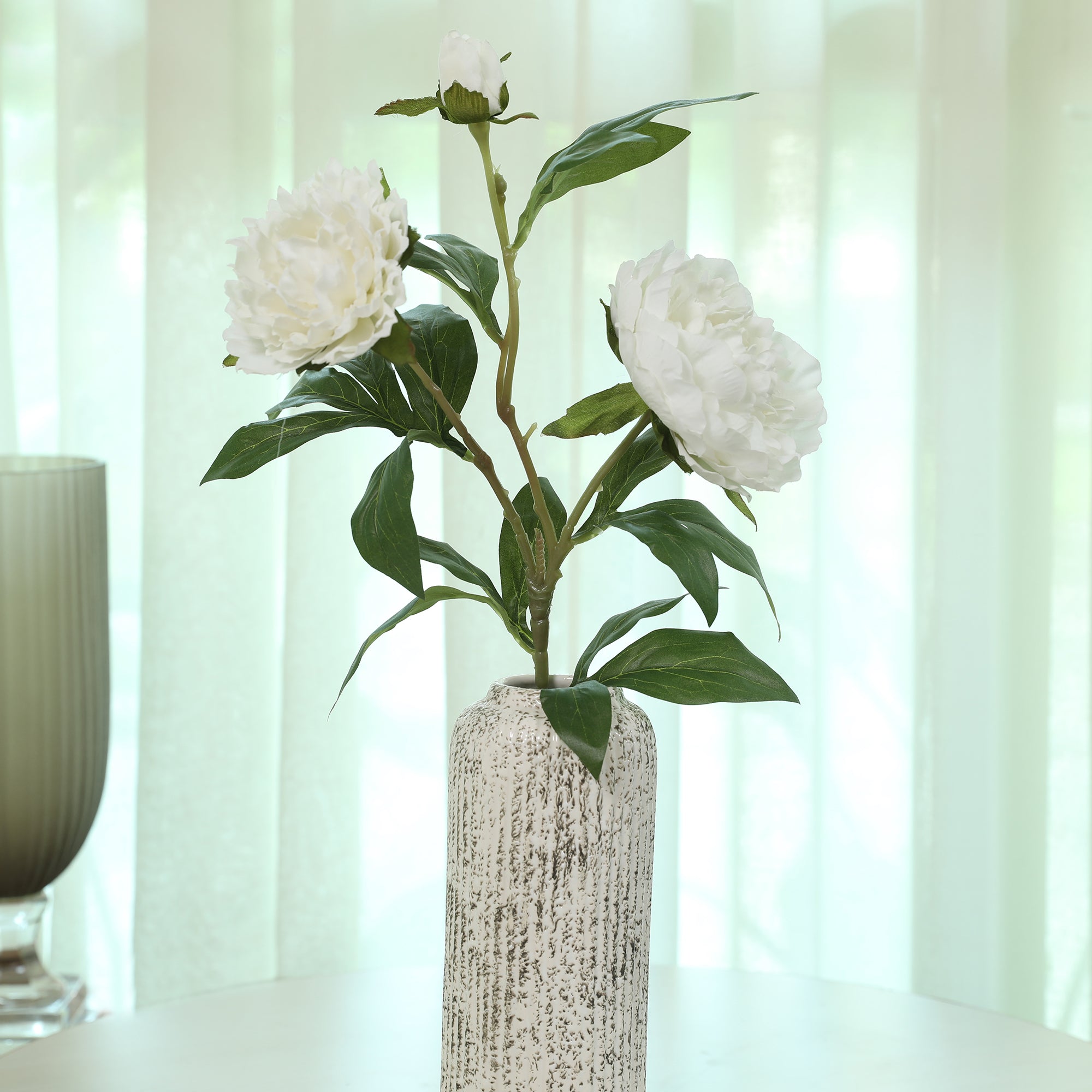 Blume Artificial Flower Peony Stem 74cm in White Colour By Living Essence