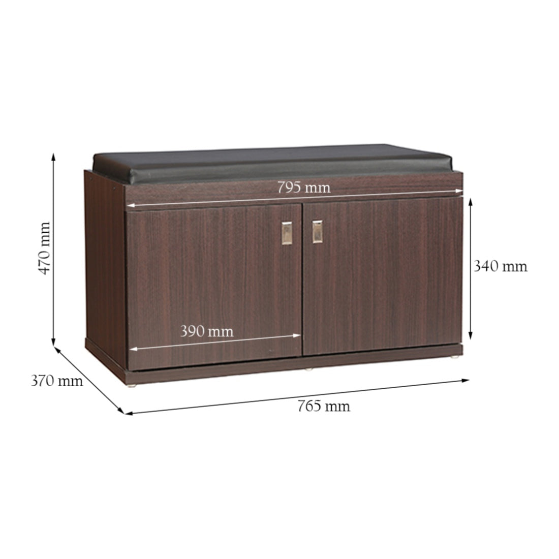 HomeTown Engineered Wood 2 door Shoe Rack with Seat in Wenge Colour