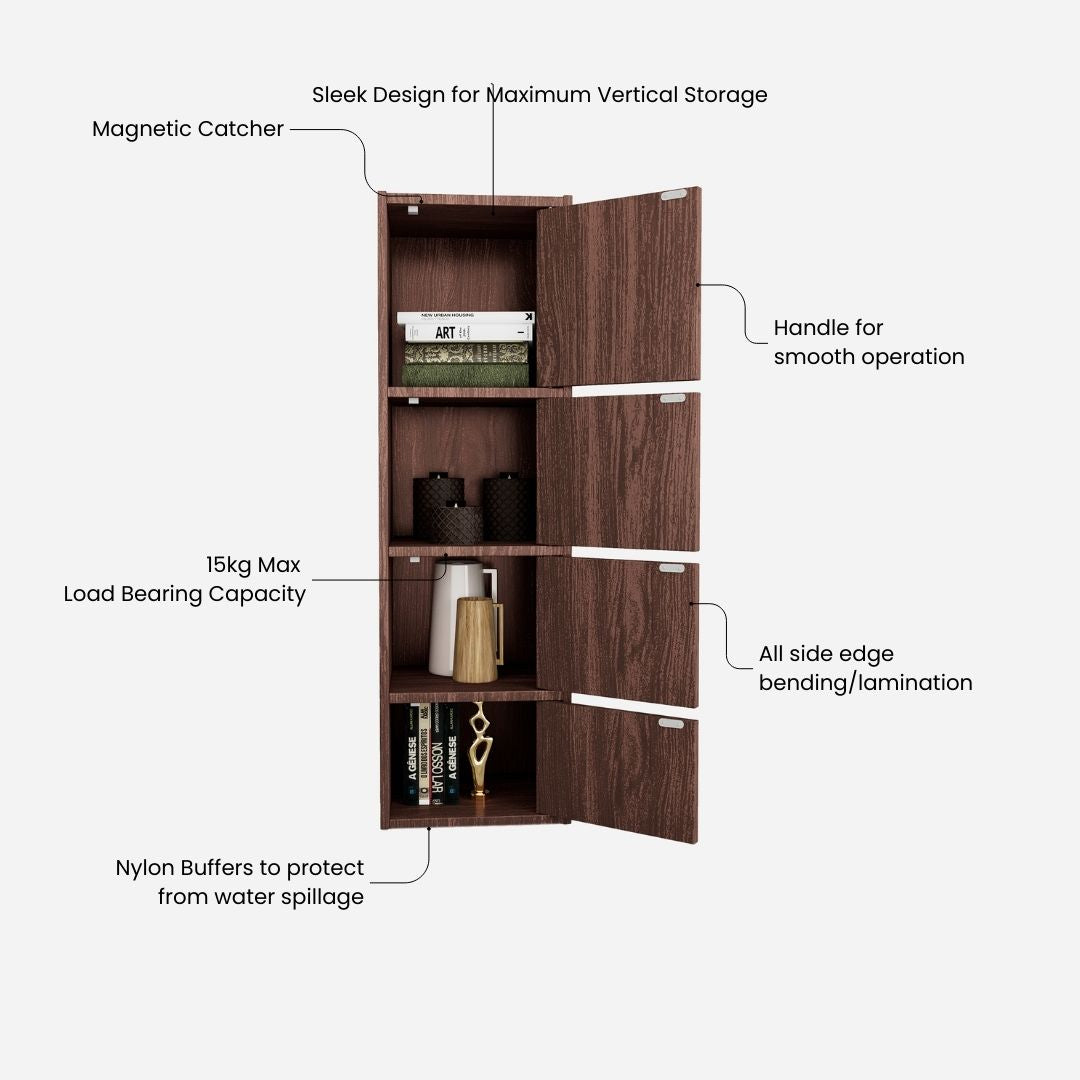 Albert Engineered Wood 4 Tier Cabinet in Cherry Brown Colour