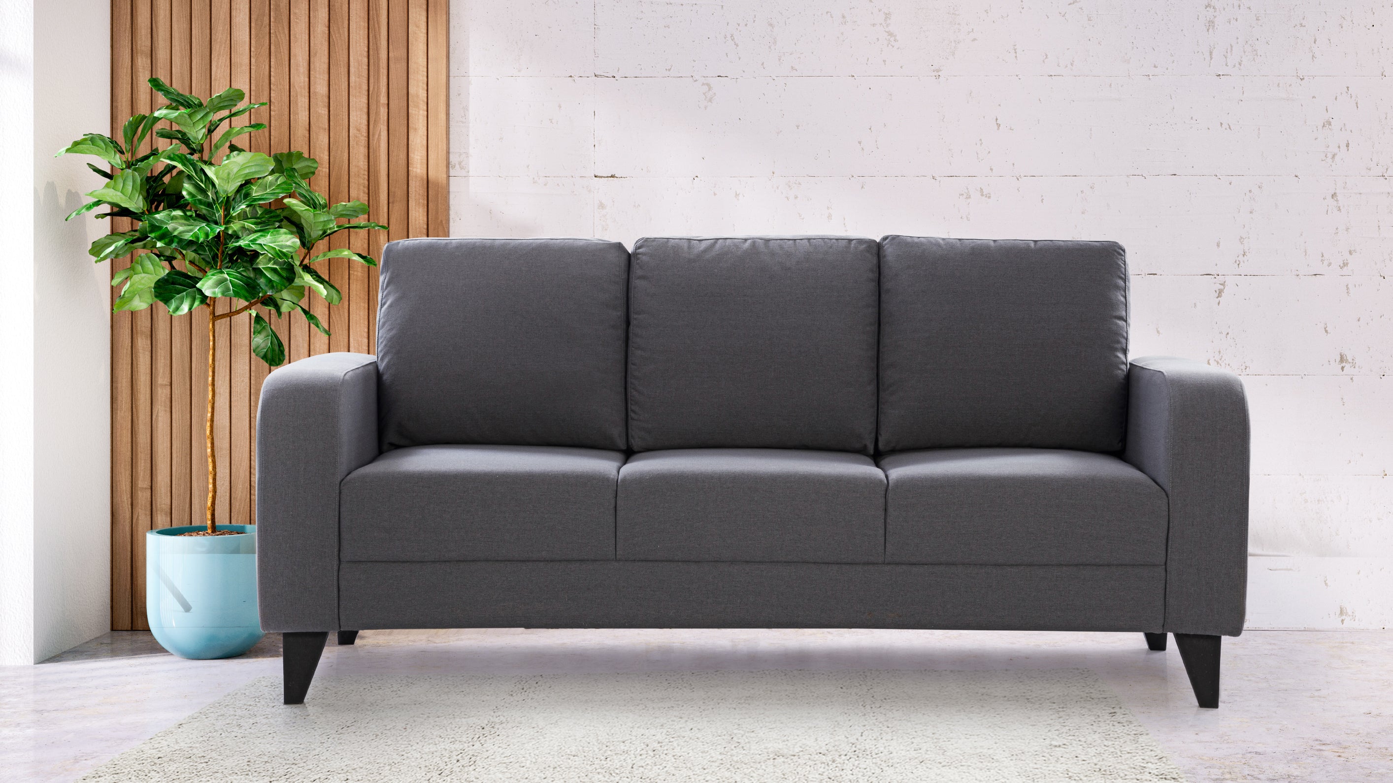 Manchester Fabric 3 + 2 Seater Sofa + Antwerp Center Table & Wall Unit Package