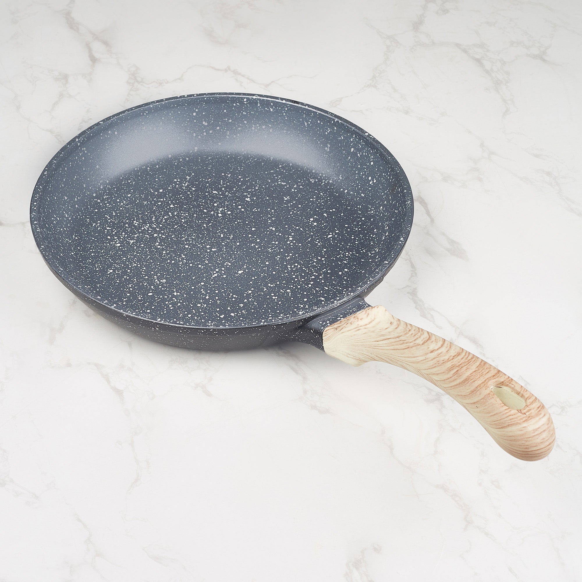 MasterCook+ 100% Virgin Aluminium Die-Cast Taper Fry Pan 24 Cm in Black & Wood Colour