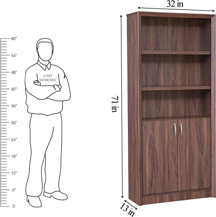 Stark Engineered Wood Open Book Case in Walnut Colour