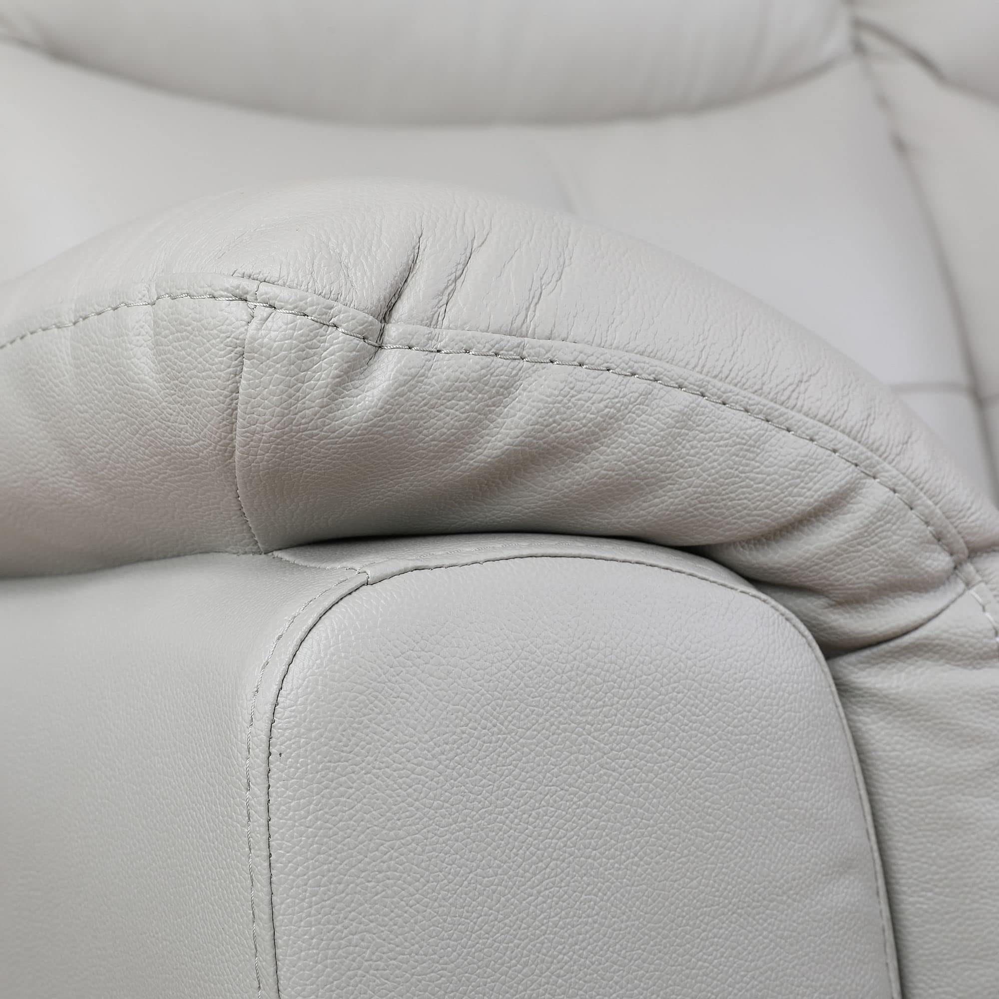 Alexa Half Leather Single Seater Sofa in Light Grey Colour