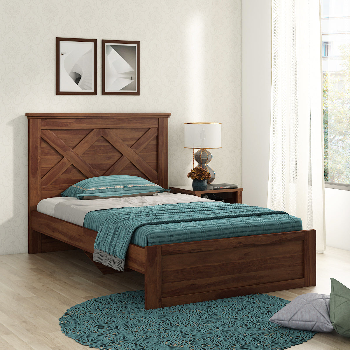 Antwerp  Single Bed Without Storage in Sheesham Colour