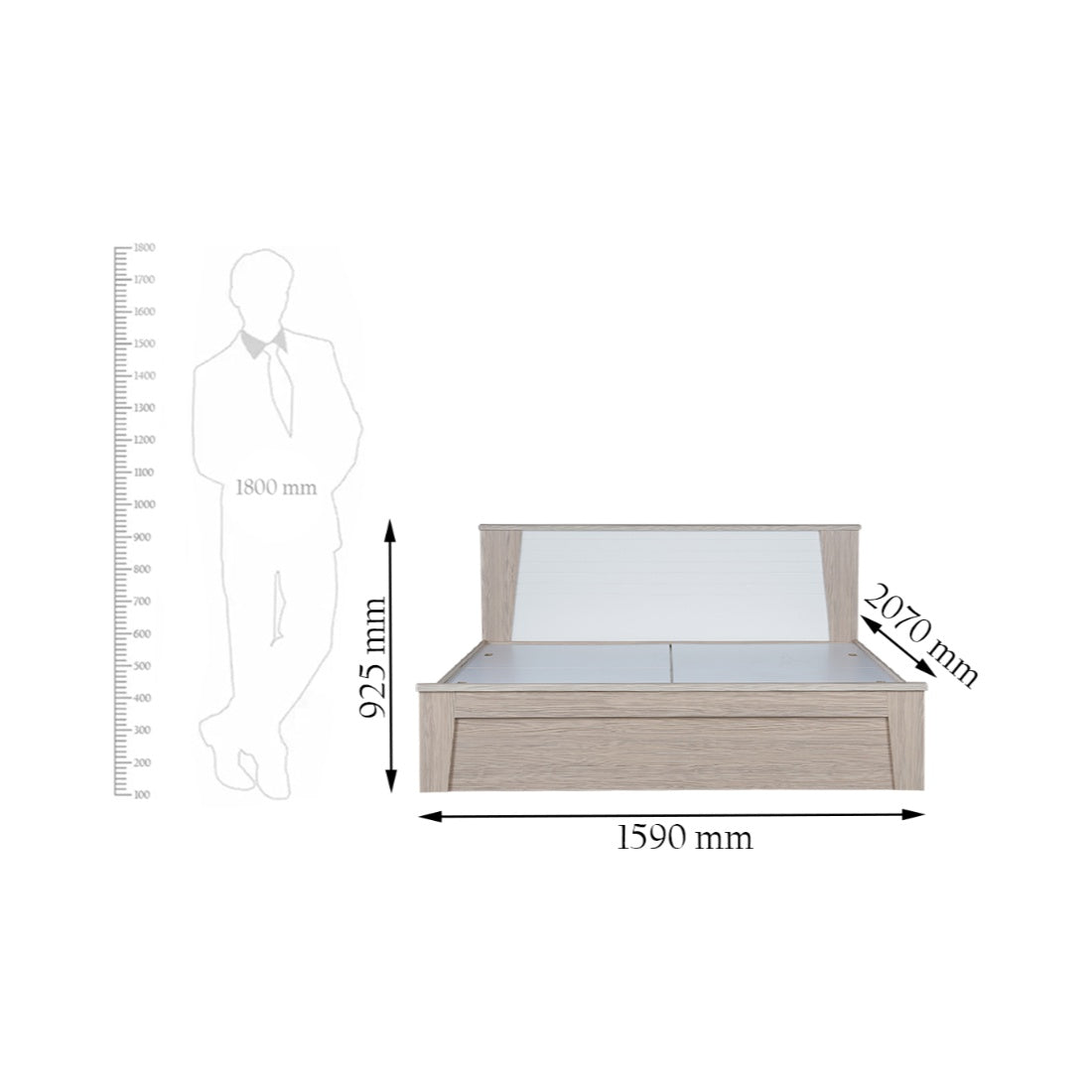 Ambra Queen bed with Box storage in Oak Colour