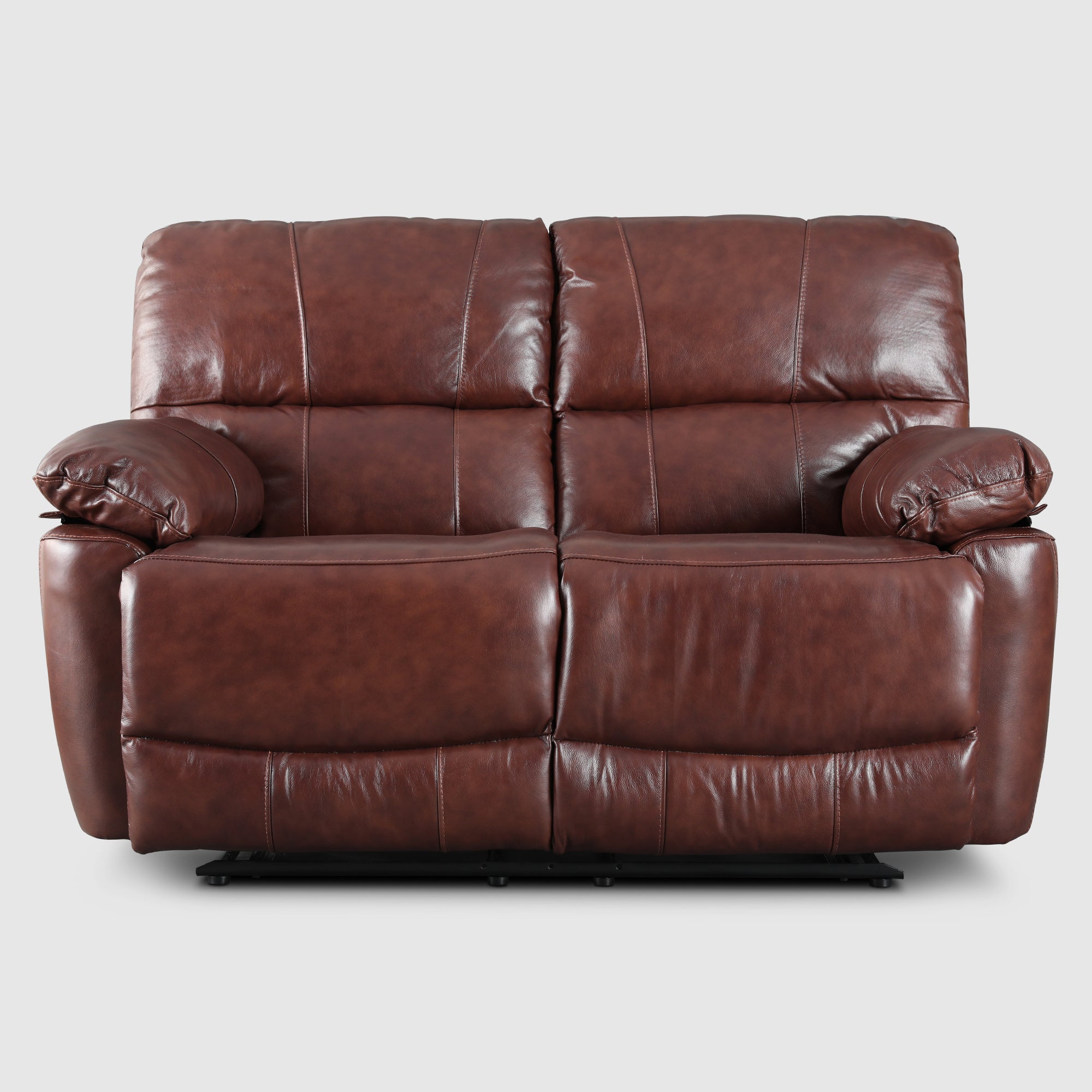 Charles Half Leather Two Seater Recliner in Brown Colour
